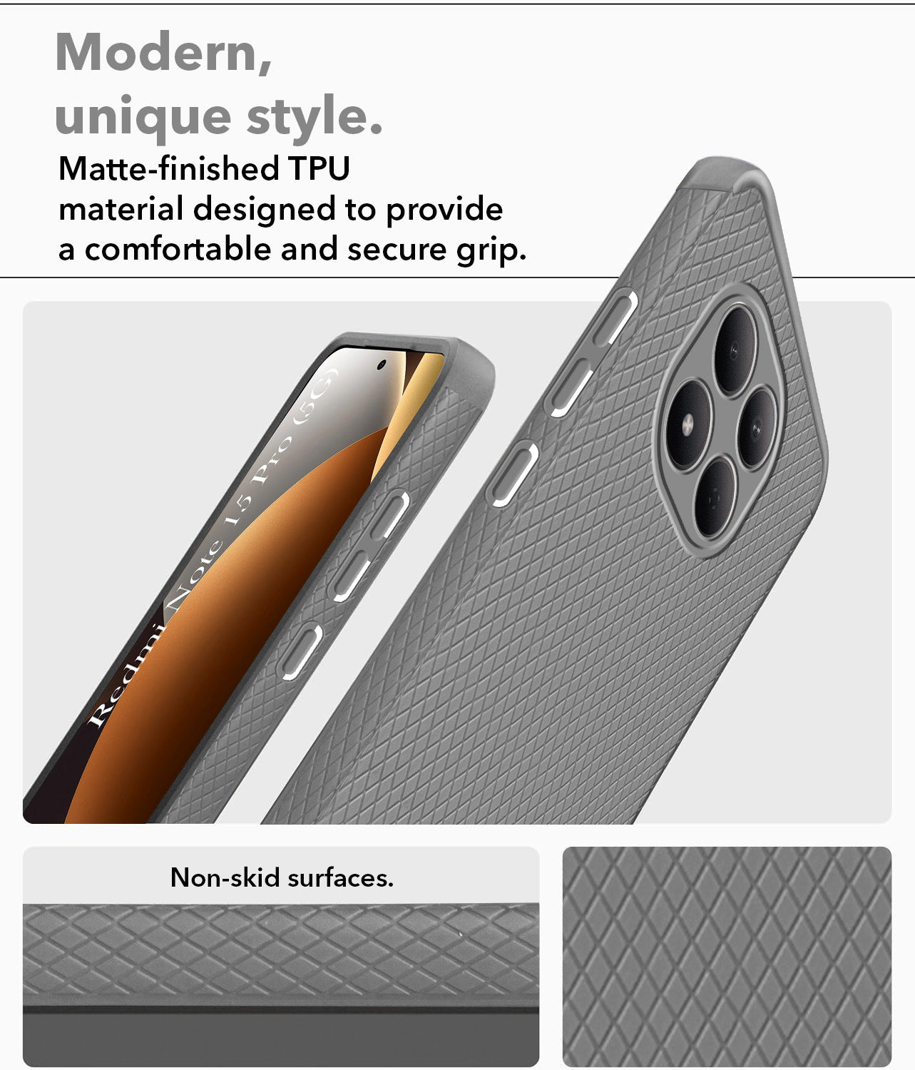 For Xiaomi Redmi Note 15 Pro 5G Back Cover Case Liquid Silicone (Camera Protection | Side Grip Texture | Soft and Flexible)