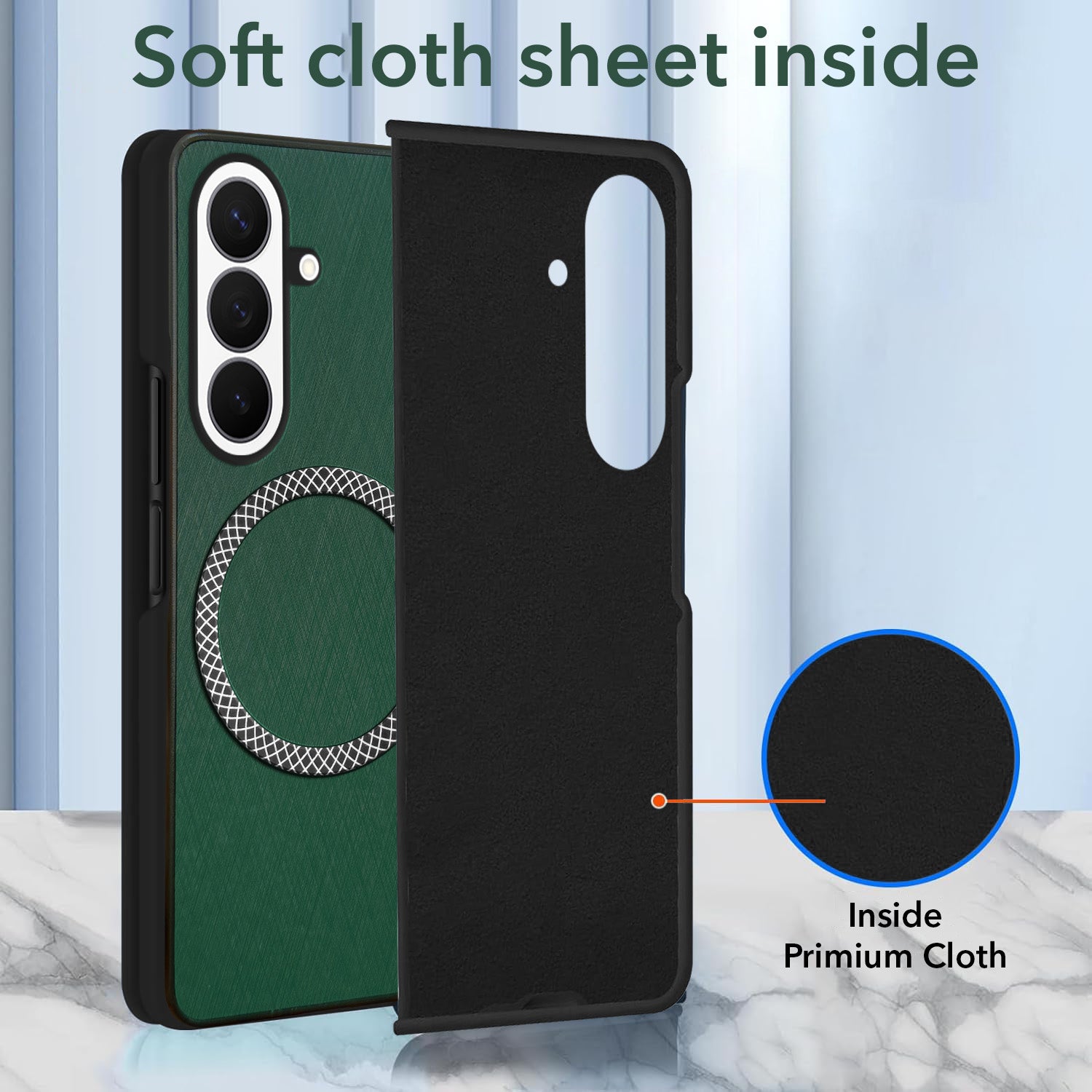 For Samsung Galaxy Z Fold 8 Ultra Back Cover Case Leather Finish (MagSafe Wireless Charging Compatible | Sleek and Professional)