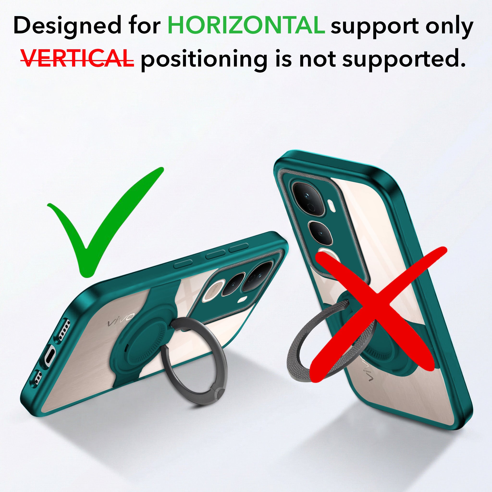 For Vivo Y400 Pro Back Cover Case with stand (Built-in Ring Holder Kickstand | Lifetime Anti Yellow | Camera Protection)