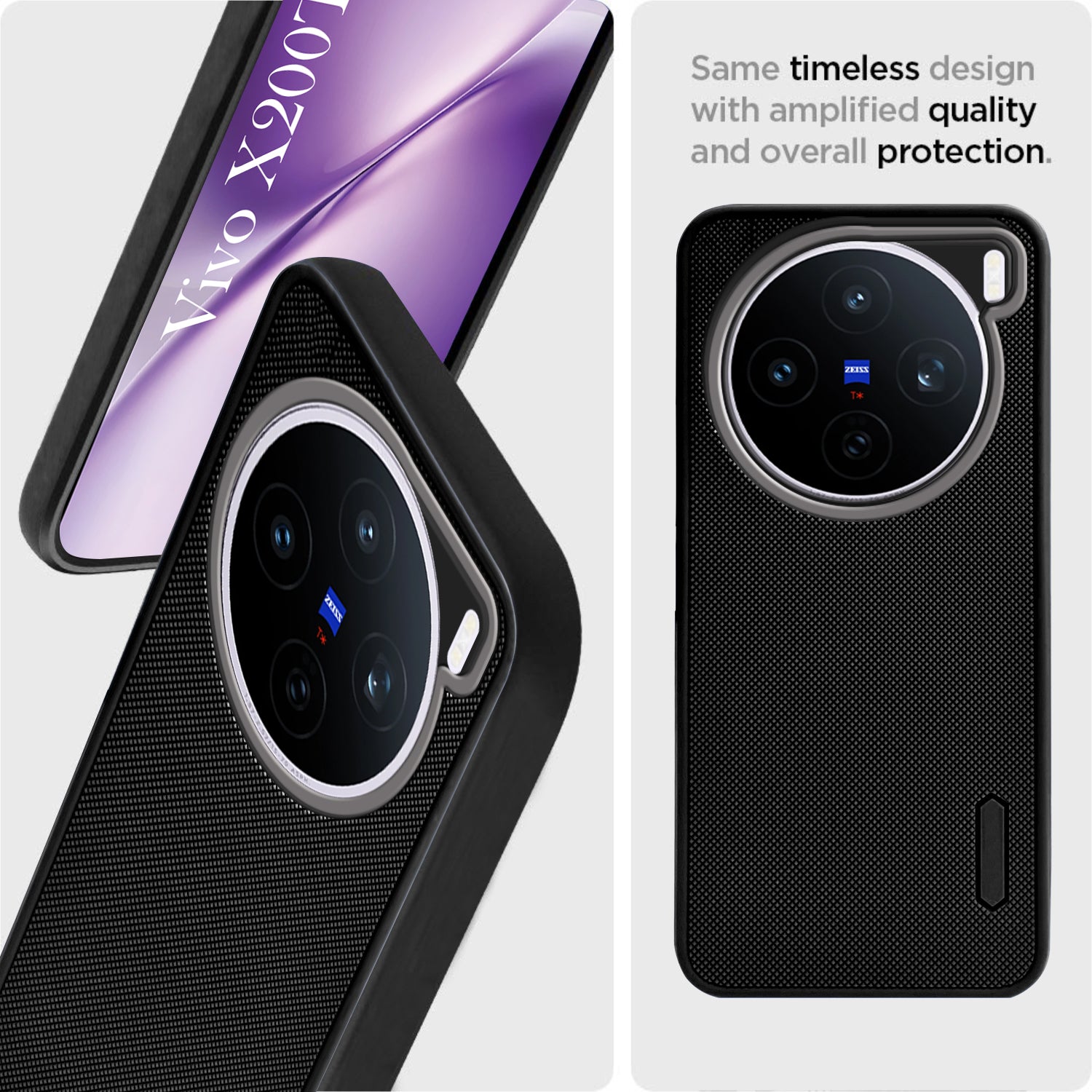 For Vivo X200T Back Cover Case Rubberised (Textured Grip Design | Micro-Fiber Cloth Inside | Slim and Light Weight | Soft Touch and Feel)