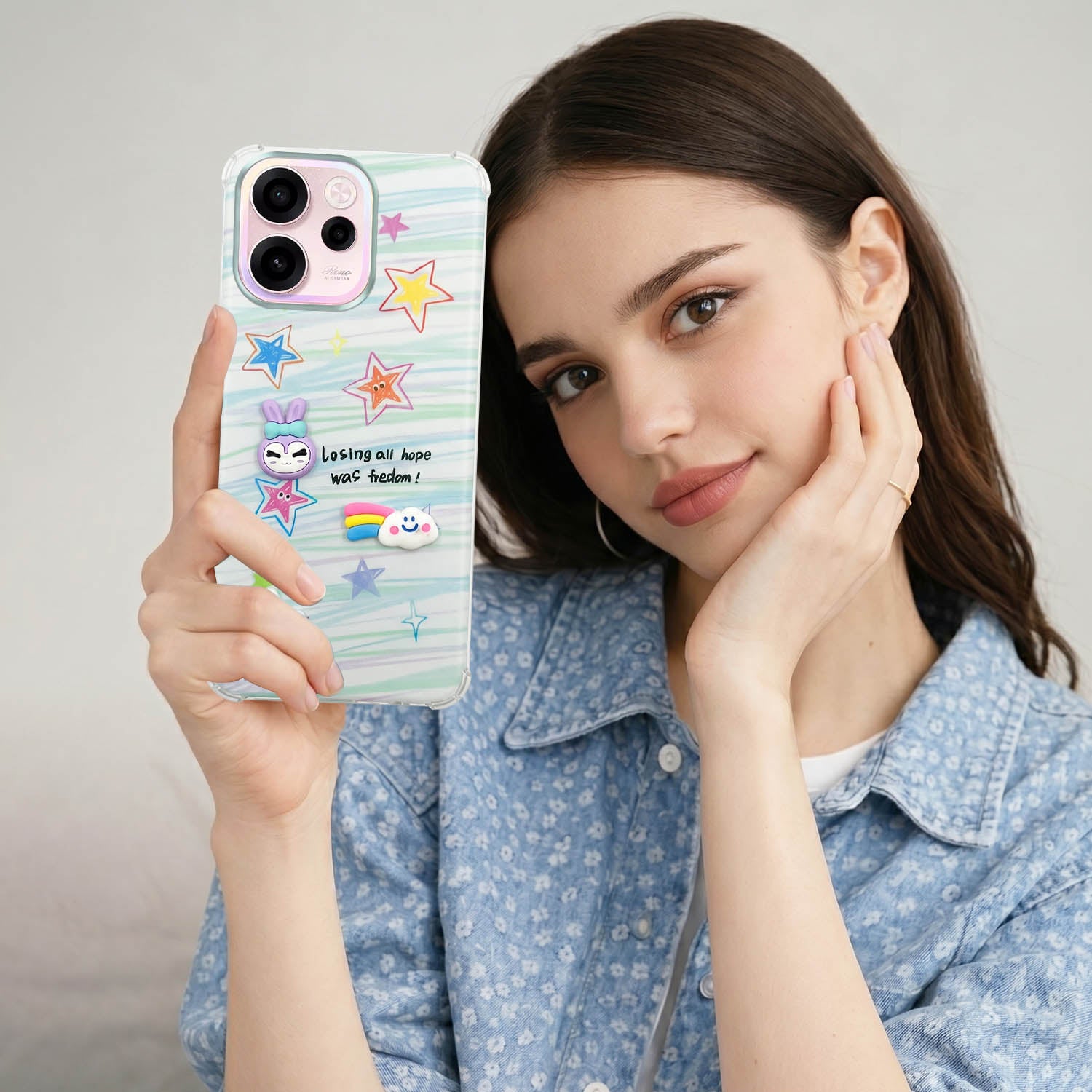 For Oppo Reno 15c Back Cover Case (3D Cute Cartoons | Hard Back Side Soft | Matte Premium Finish | HD Printing)