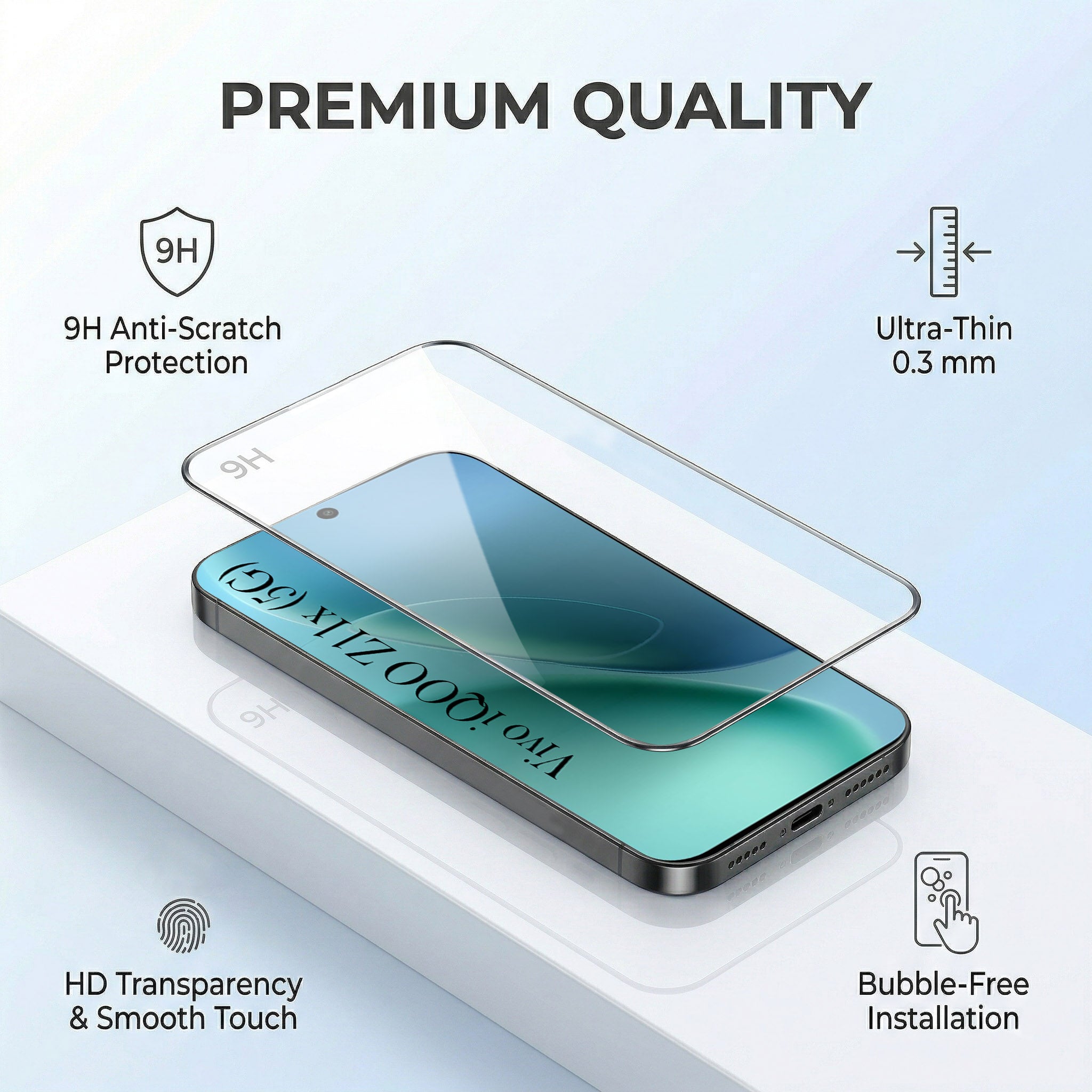 For Vivo iQOO Z11x 5G Combo with Back Cover and 9H Tempered Glass (Textured Grip Design | Micro-Fiber Cloth Inside | Oleophobic Coating Screen Glass)