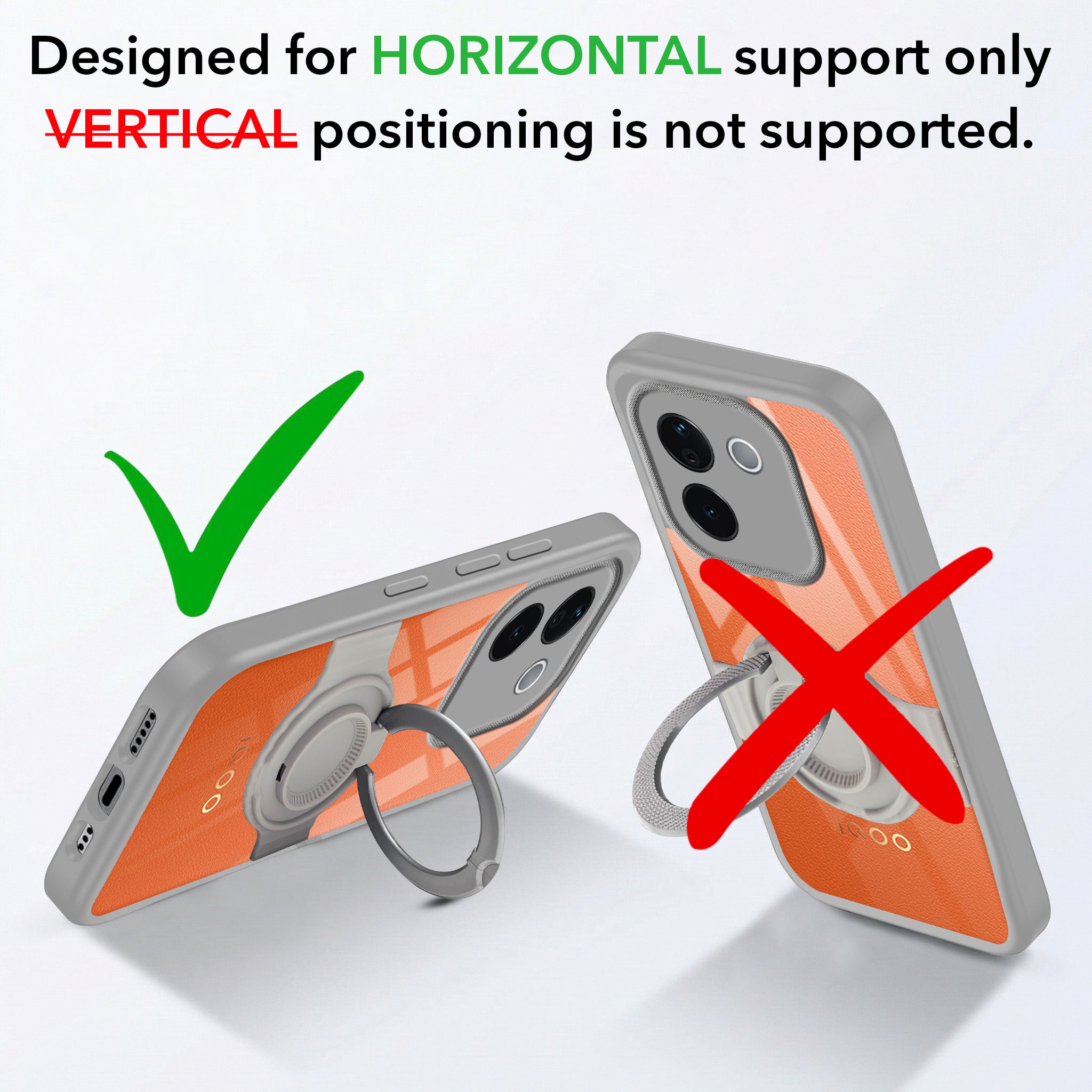 For Vivo iQOO Z9s Pro Back Cover Case with stand (Built-in Ring Holder Kickstand | Lifetime Anti Yellow | Camera Protection)