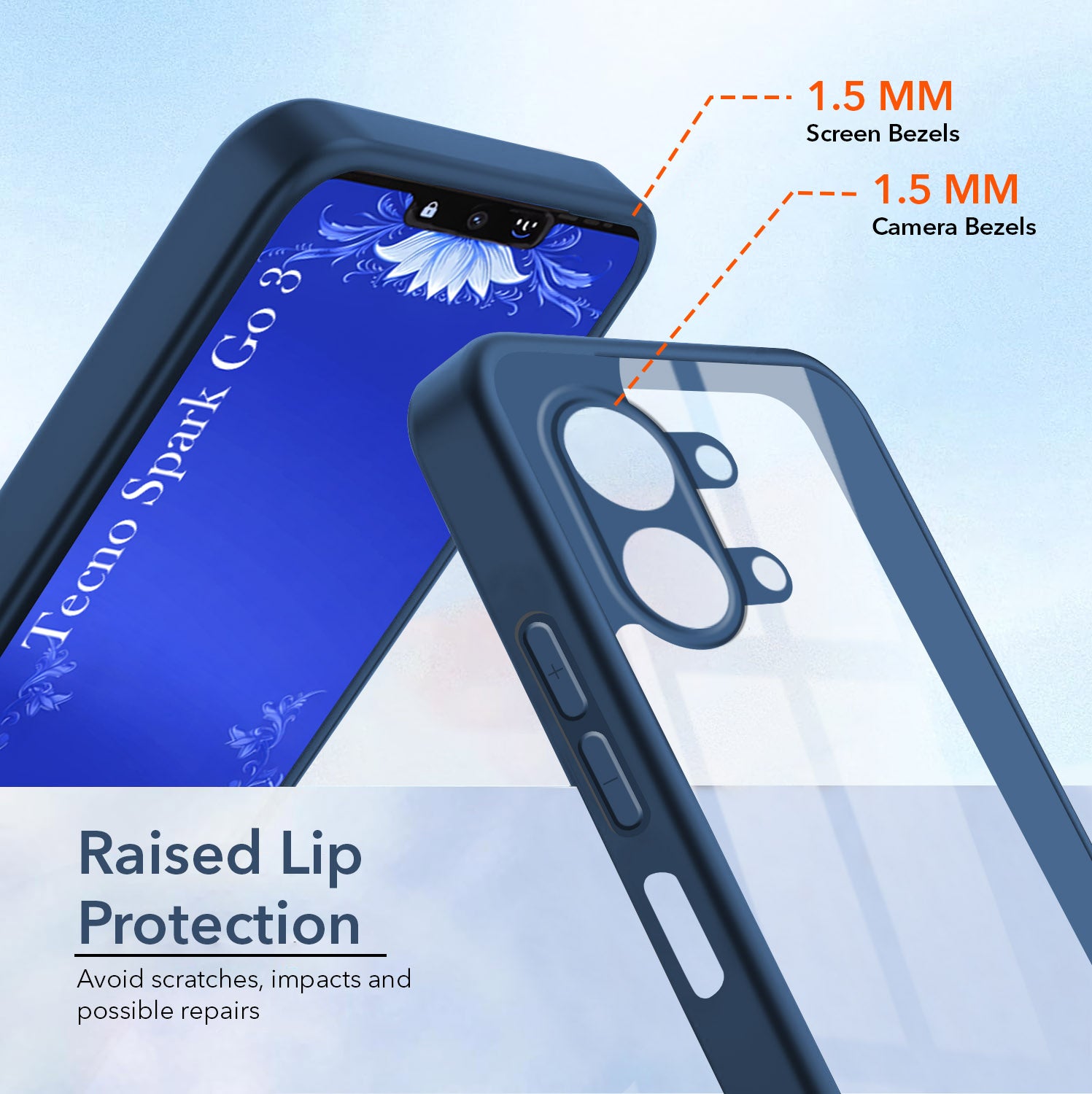 For Tecno Spark Go 3 Back Cover Case Ultra-Hybrid (Lifetime Anti Yellow | Anti Scratch | Crystal Clear Shockproof)