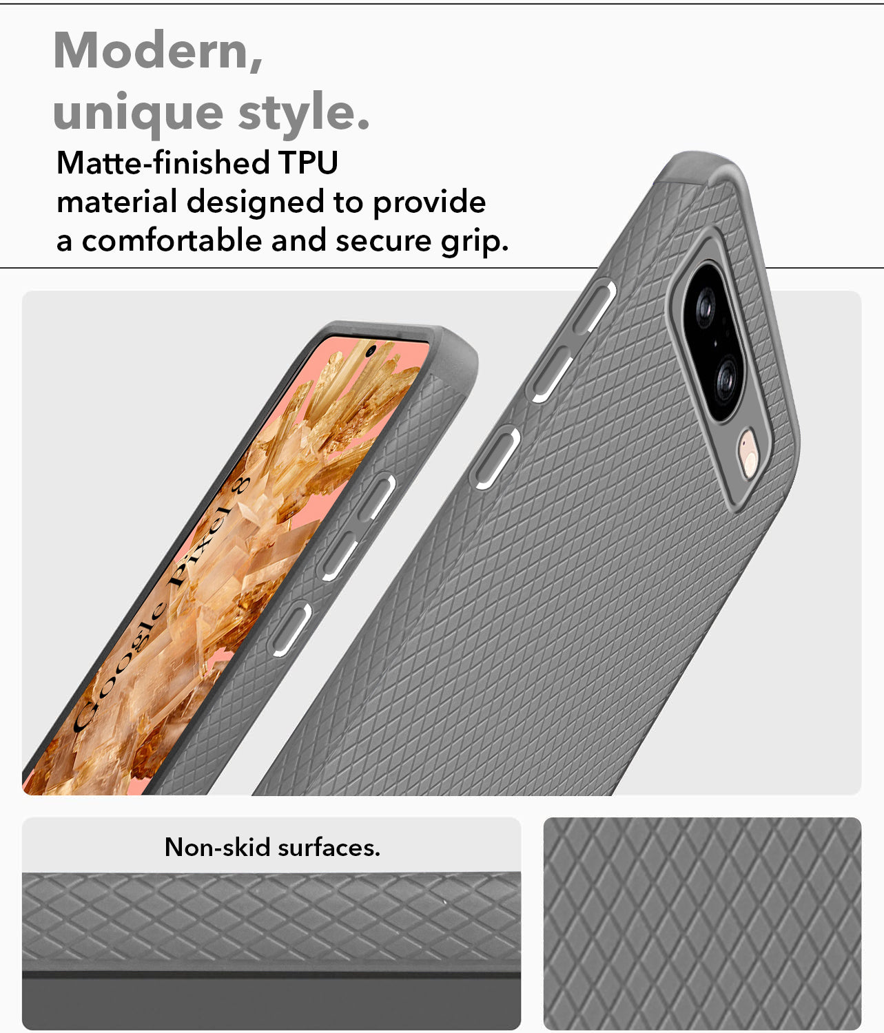 For Google Pixel 8 Back Cover Case (Liquid Silicone | Side Grip | Camera Protection)