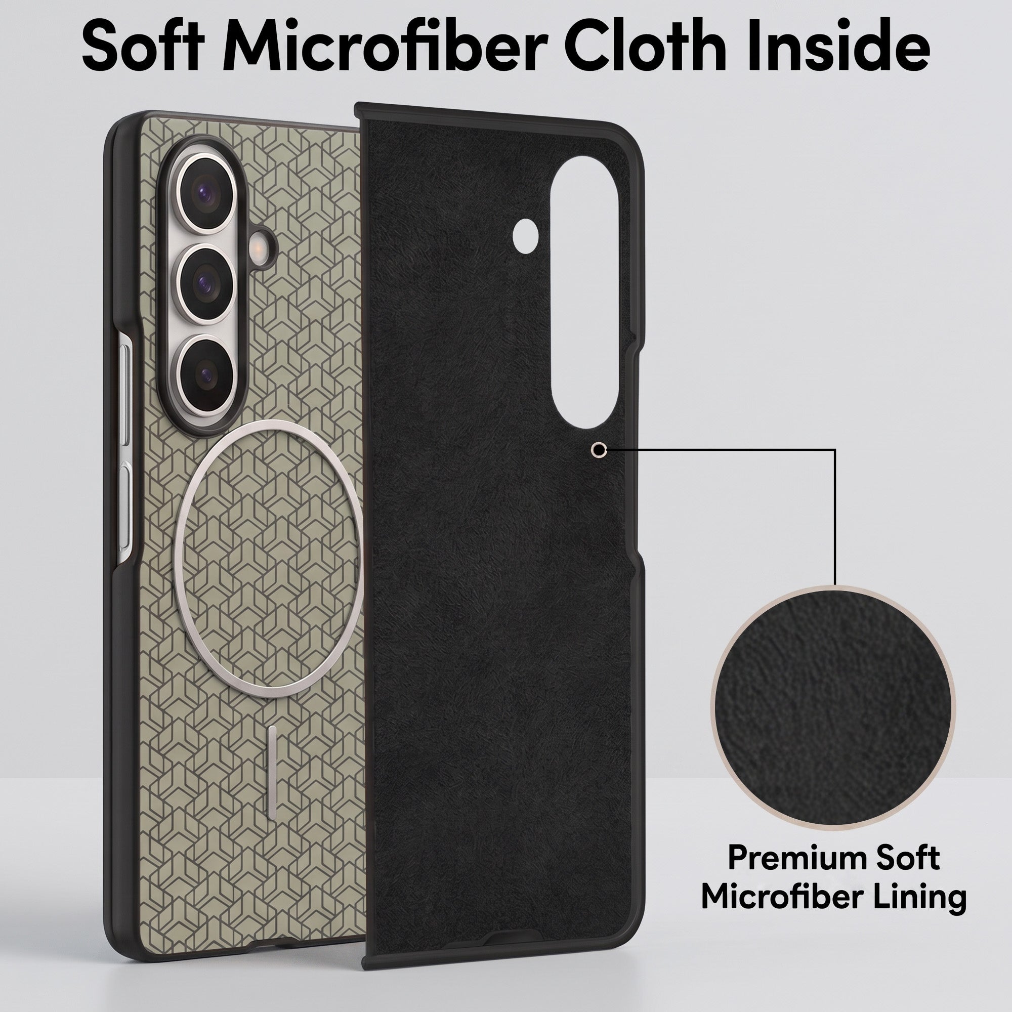 For Samsung Galaxy Z Fold 7 Back Cover Case Leather Finish (MagSafe Wireless Charging Compatible | Inside Microfiber Cloth)