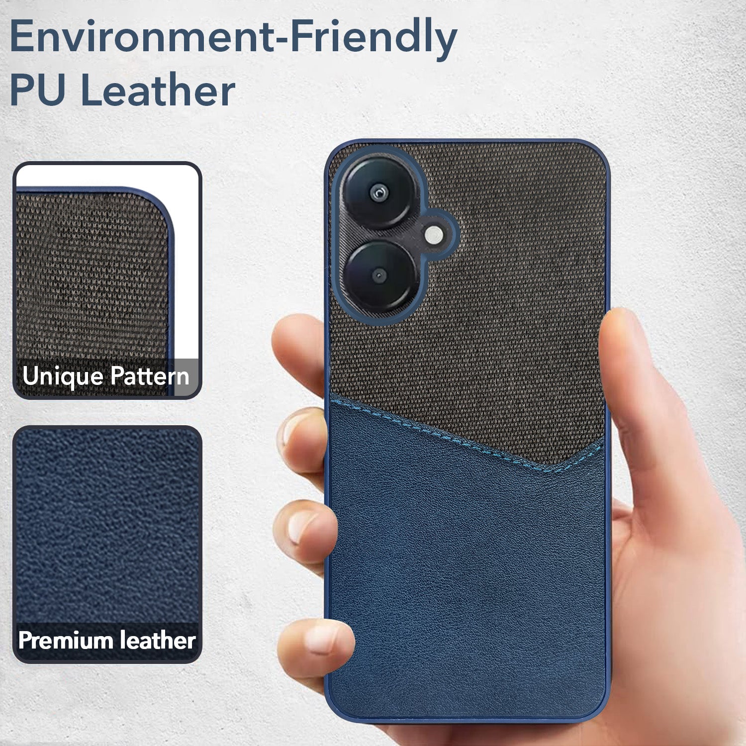 For Poco M6 5G Back Cover Case (Dual PU Leather Stitch | Professional Minimalist | Soft and Flexible)