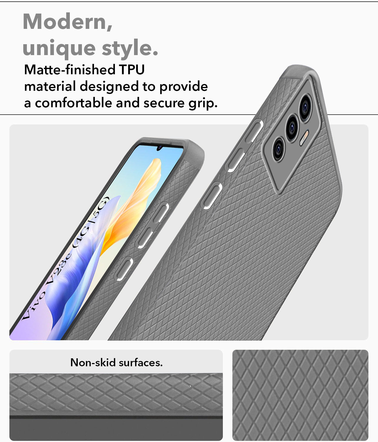 For Vivo V23e 4G | 5G Back Cover Case (Liquid Silicone | Side Grip | Camera Protection)