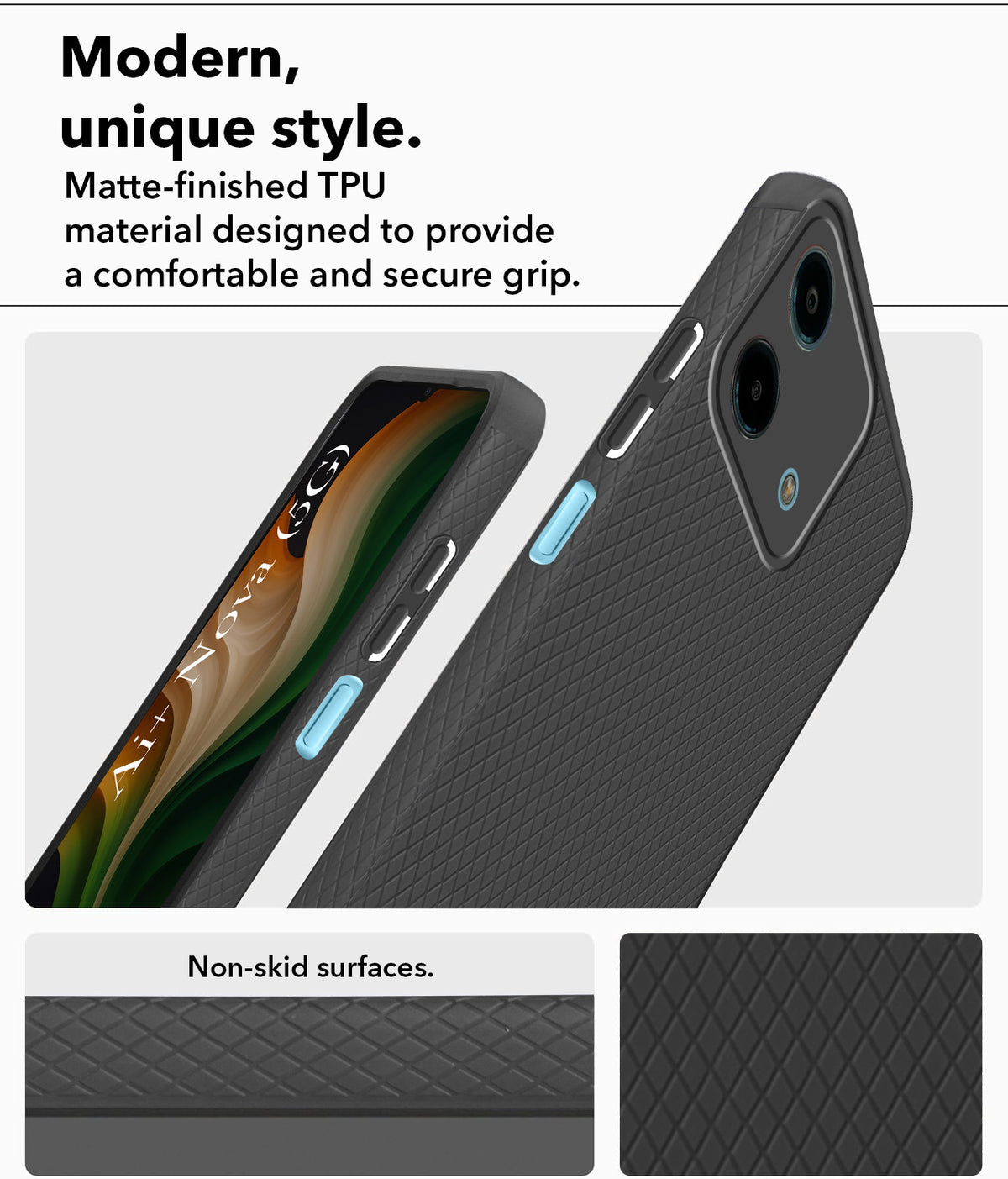 For Ai+ Nova 5G Back Cover Case Liquid Silicone (Camera Protection | Side Grip Texture | Soft and Flexible)