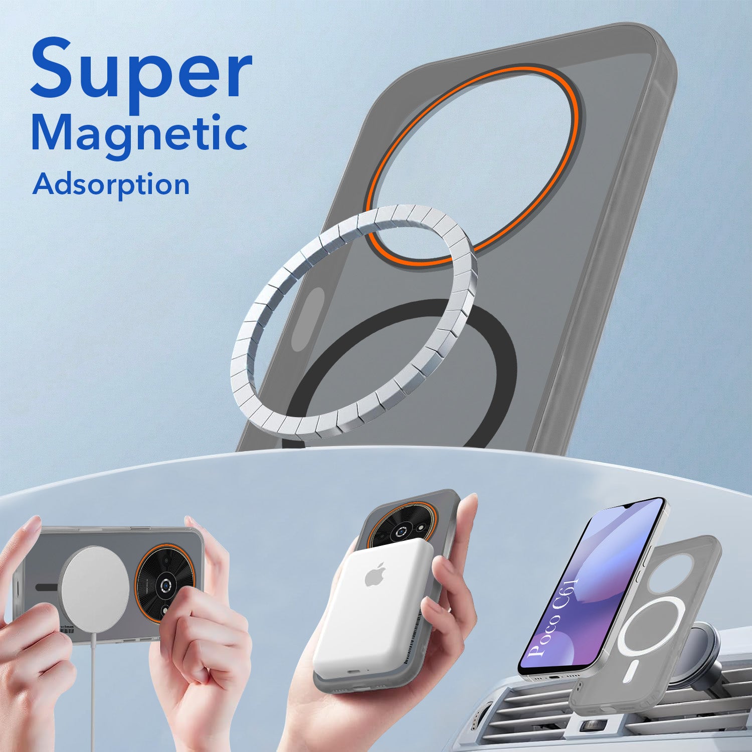For Xiaomi Poco C61 Back Cover Case (Soft Touch | Camera Bump Protection | MagSafe Compatible | Matte Finish)