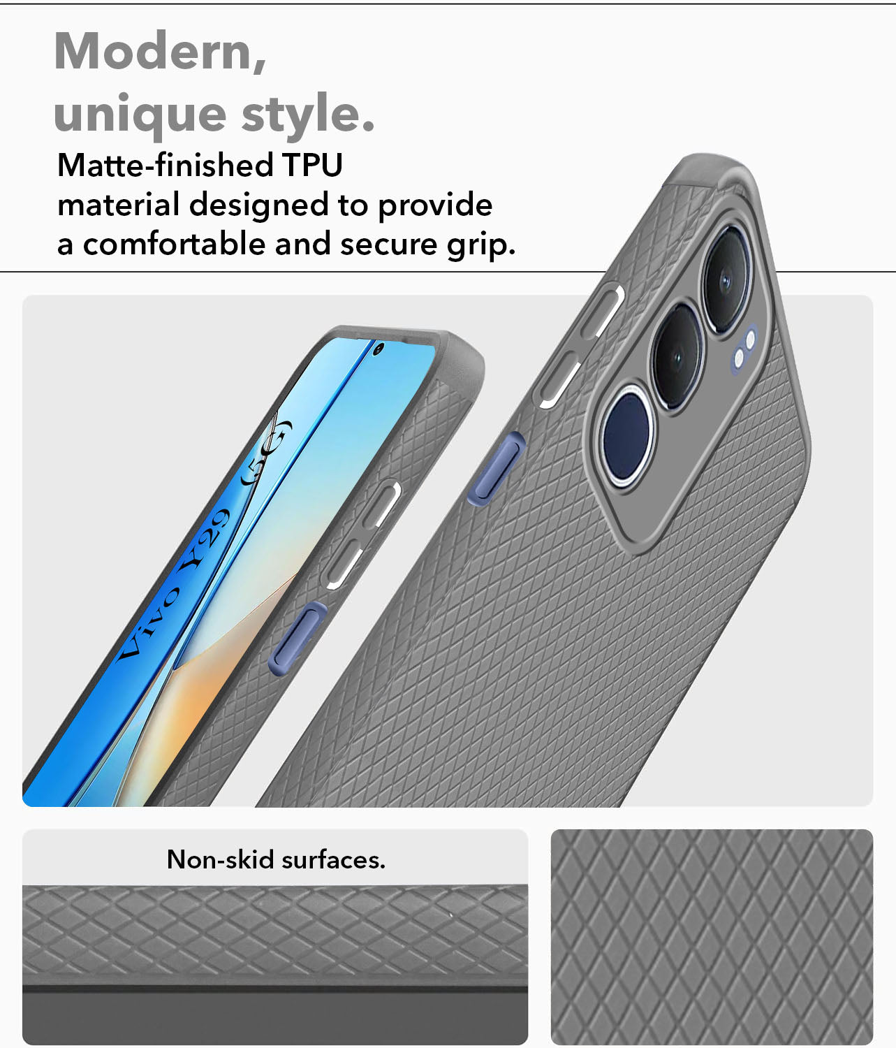 For Vivo Y29  Back Cover Case (Liquid Silicone | Side Grip | Camera Protection)