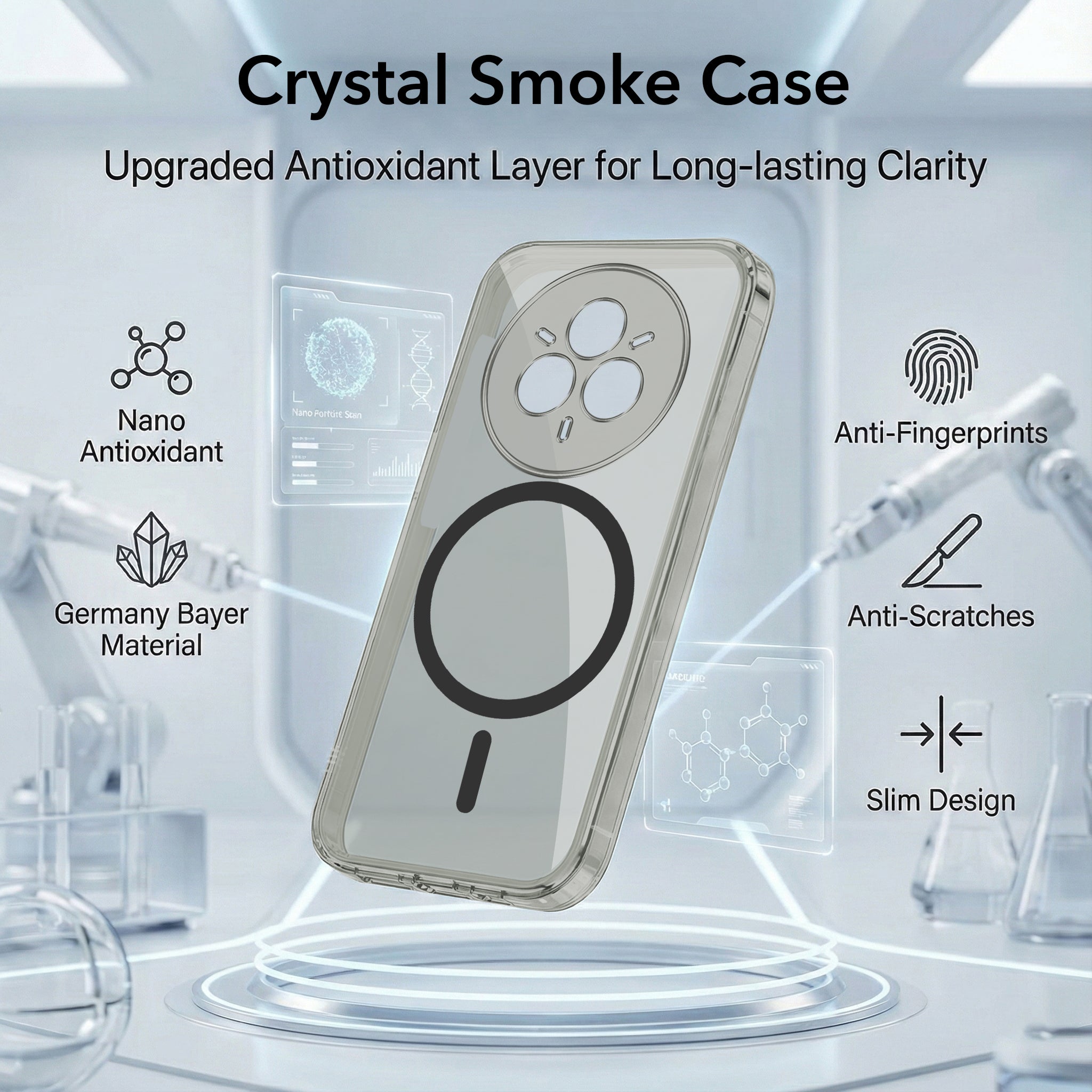 For Realme 14 Pro Back Cover Case Lifetime Anti-Yellow MagSafe Compatible Clear (Sleek Hard Crystal | Shockproof and Camera Protection)