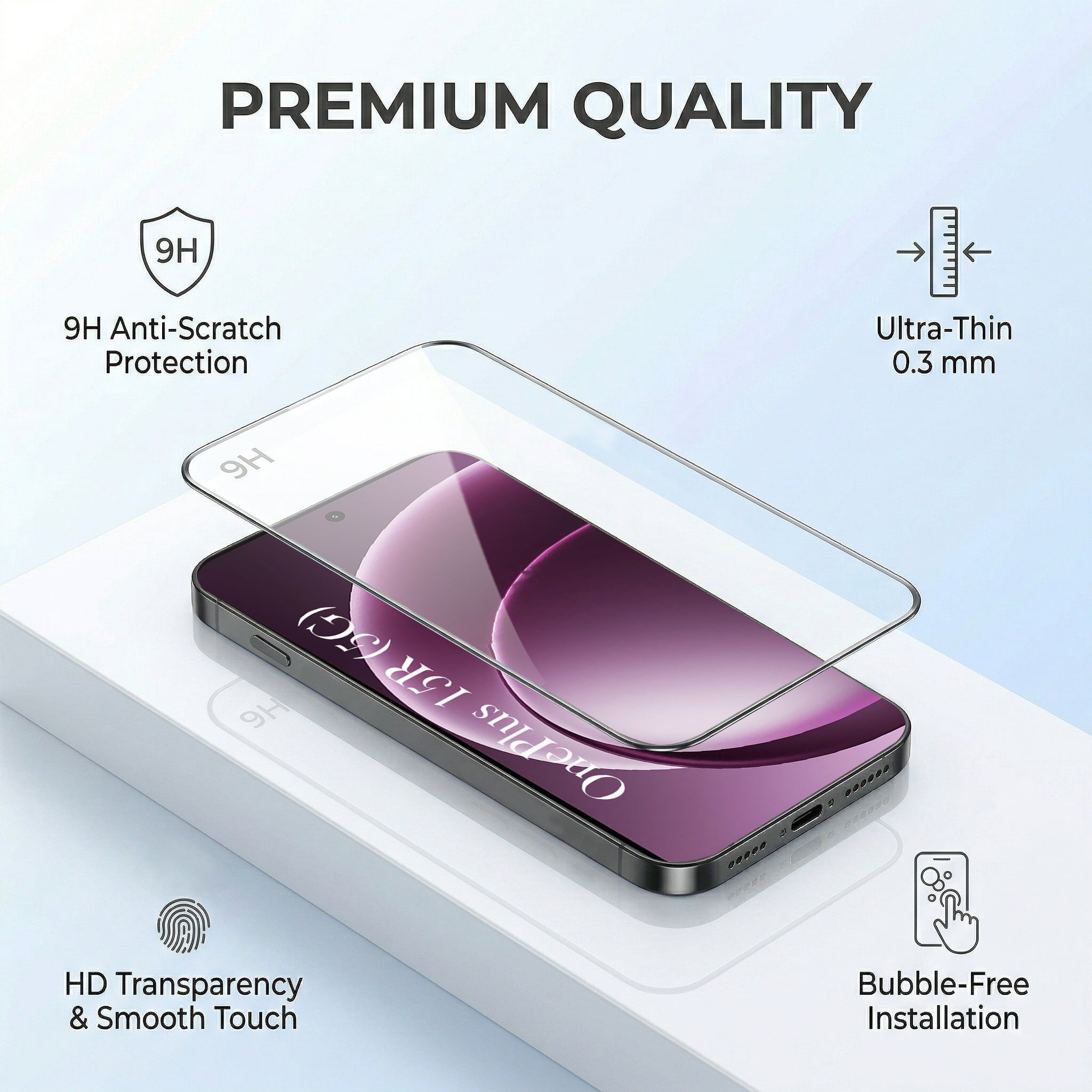 For OnePlus 15R Combo with Back Cover and 9H Tempered Glass (Liquid Silicone | Camera Protection | Oleophobic Coating Screen Glass)