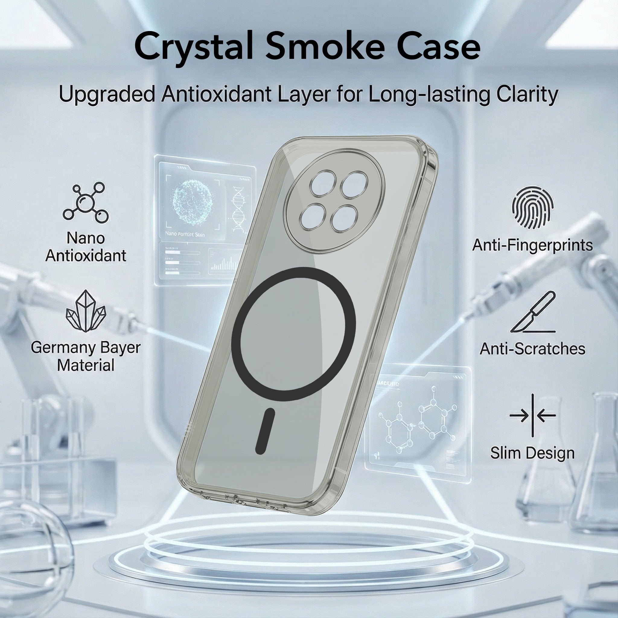 For Oppo F31 Pro Plus Back Cover Case Lifetime Anti-Yellow MagSafe Compatible Clear (Sleek Hard Crystal | Shockproof and Camera Protection)