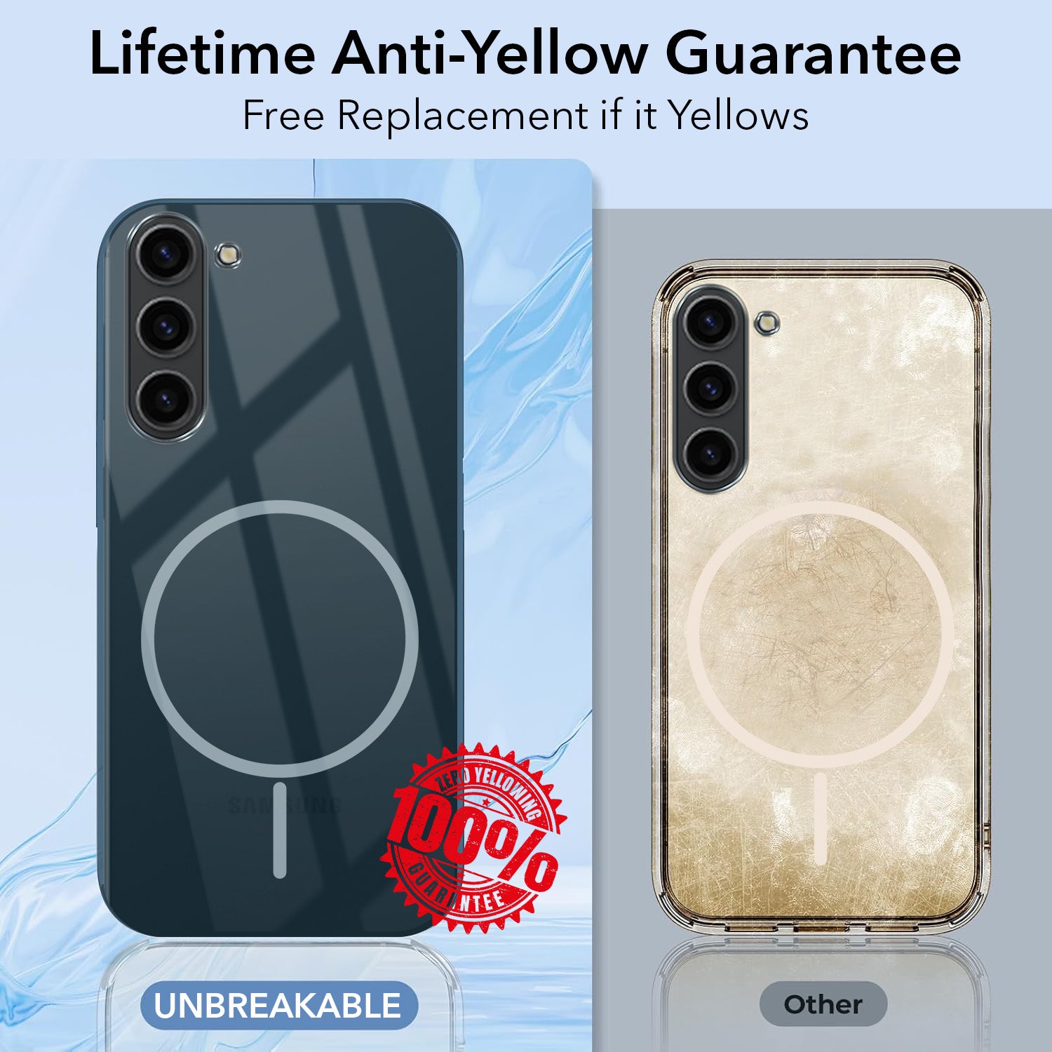 For Samsung Galaxy S23 Plus Back Cover Case Crystal Anti Yellow (MagSafe Wireless Charging Support |Camera Protection Bump)