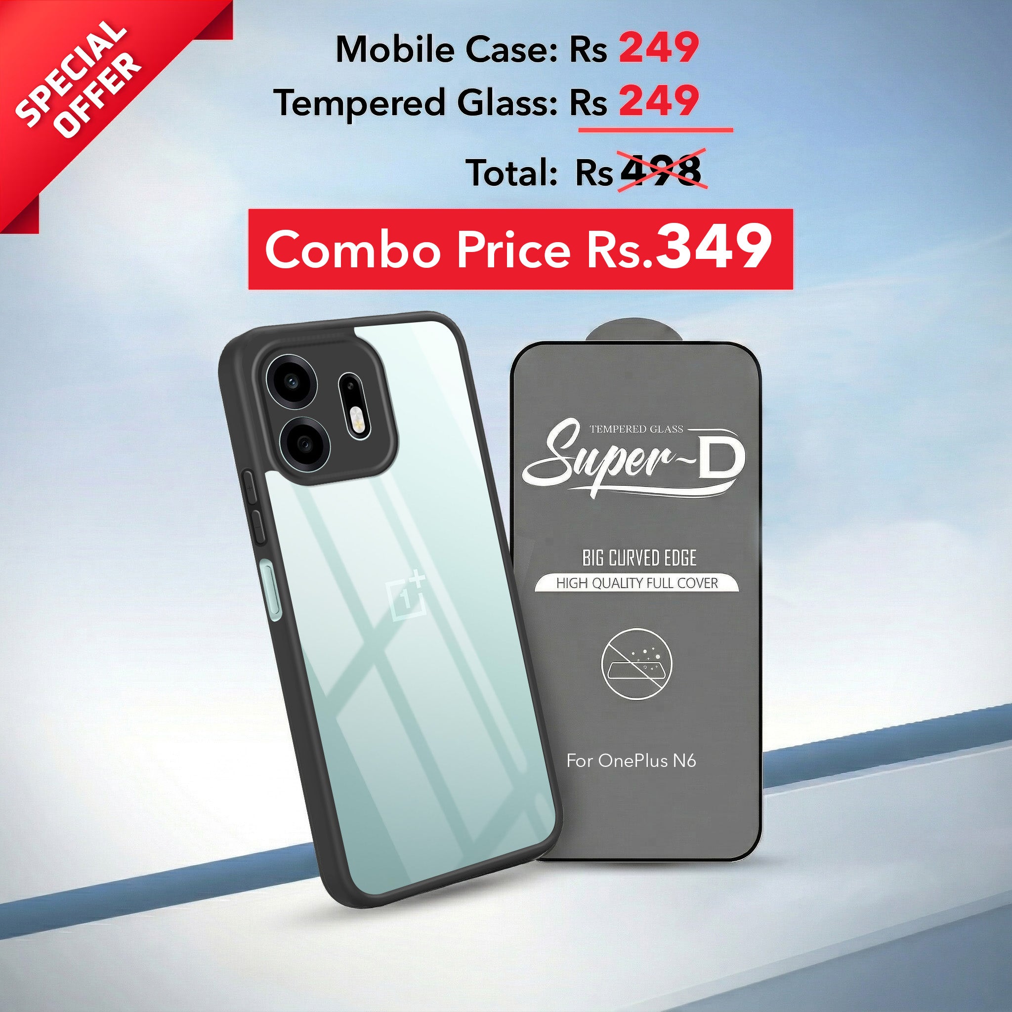 For OnePlus N6 (Combo with Back Cover and 9H Tempered Glass (Lifetime Anti-Yellow | Crystal Clear Shockproof | Oleophobic Coating Screen Glass)
