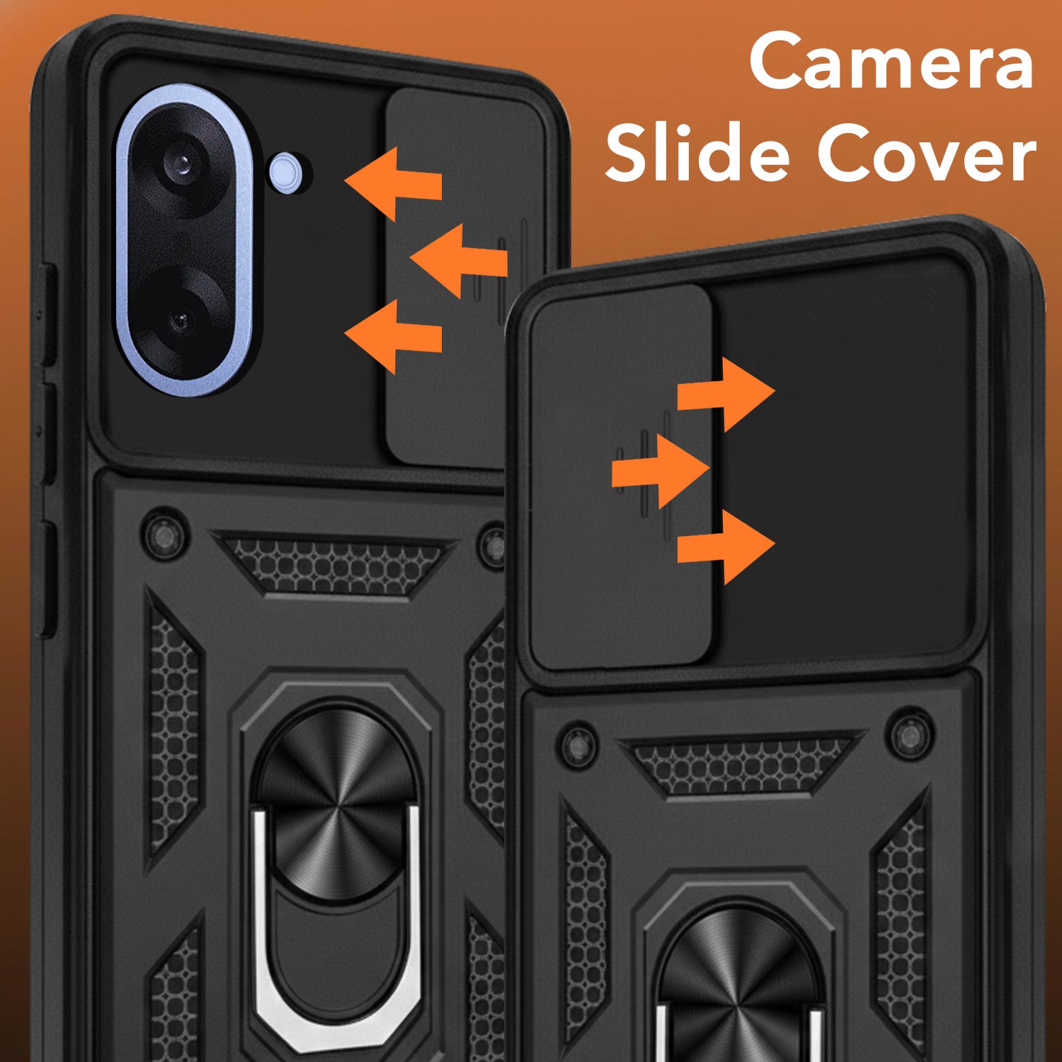 For Oneplus Nord CE 5 Back Cover Case (Sliding Shutter Camera Protection | Polycarbonate |Ring Holder Kickstand)