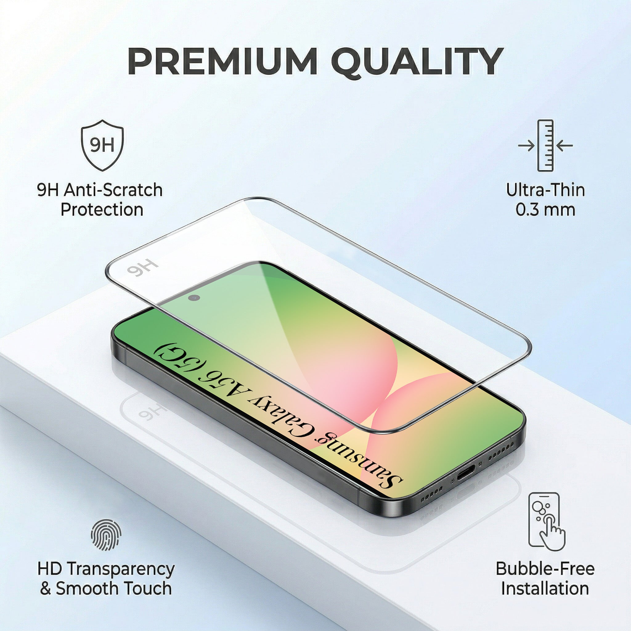 For Samsung Galaxy A56 Combo with Back Cover and 9H Tempered Glass (Textured Grip Design | Micro-Fiber Cloth Inside | Oleophobic Coating Screen Glass)