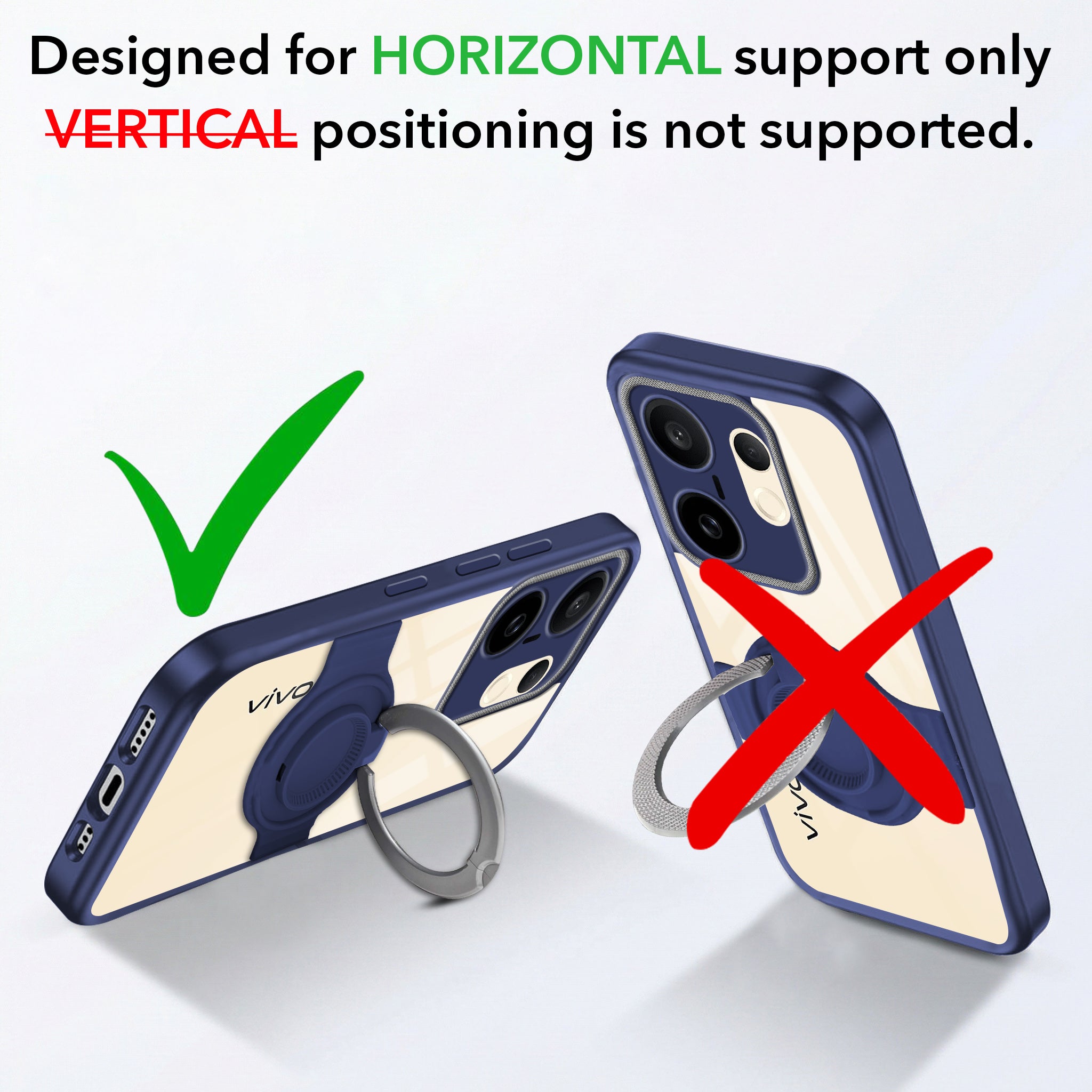 For Vivo X200 FE Back Cover Case with stand (Built-in Ring Holder Kickstand | Lifetime Anti Yellow | Camera Protection)