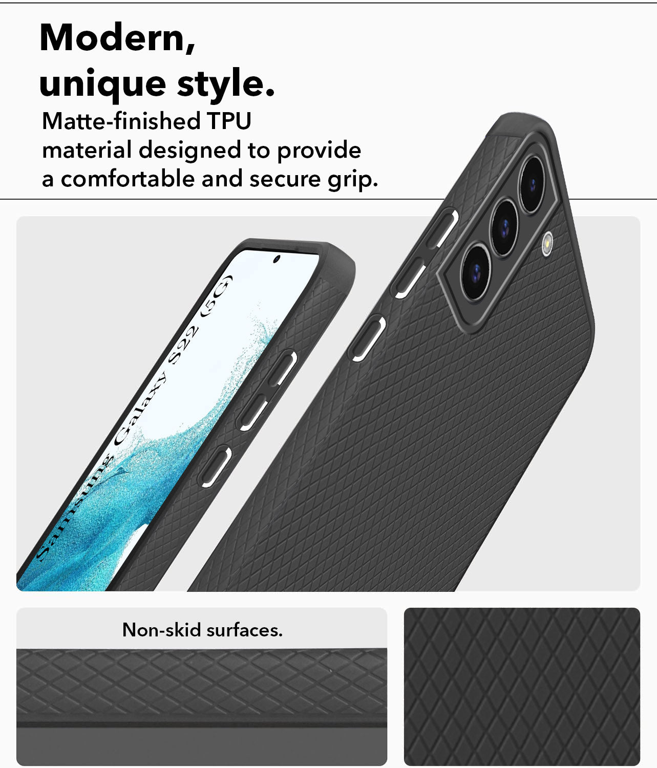 For Samsung Galaxy S22 5G Back Cover Case (Liquid Silicone | Side Grip | Camera Protection)