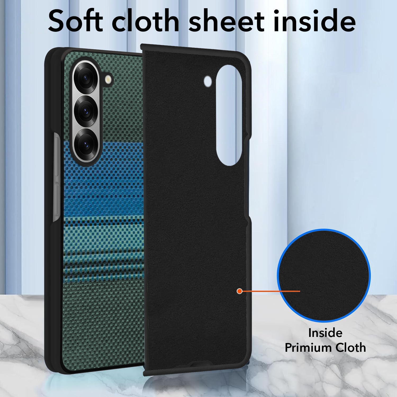 For Samsung Galaxy Z Fold 6 5G Back Flip Case Cover (Craft Printed Design | Hybrid Texture | Inside Microfiber Cloth)