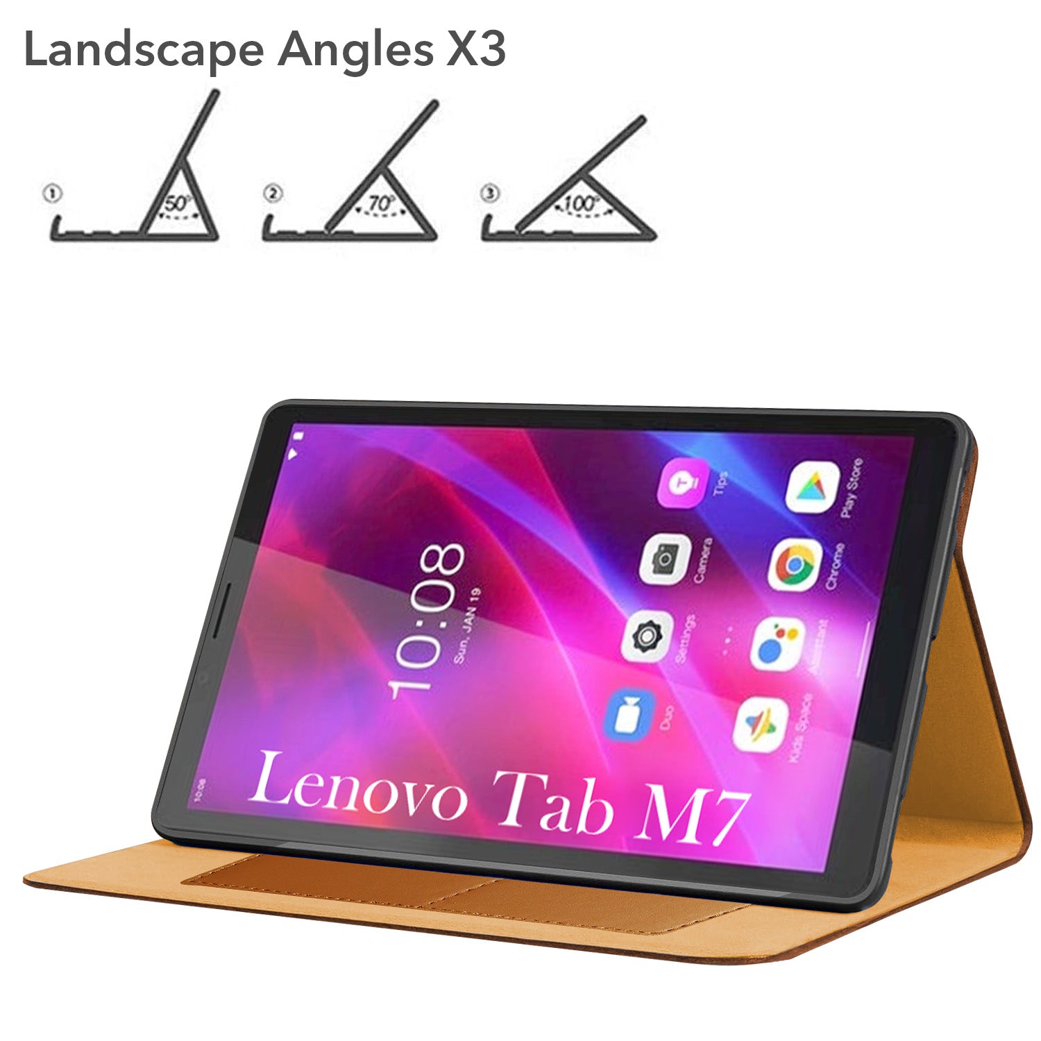 For Lenovo Tab M7 7 Inch TB-7305F/7305X/7305I Flip Cover Folio Cover (PU Leather | Multi-Angle Smart Stand | Card Storage Slots | Silicone Back Pouch)