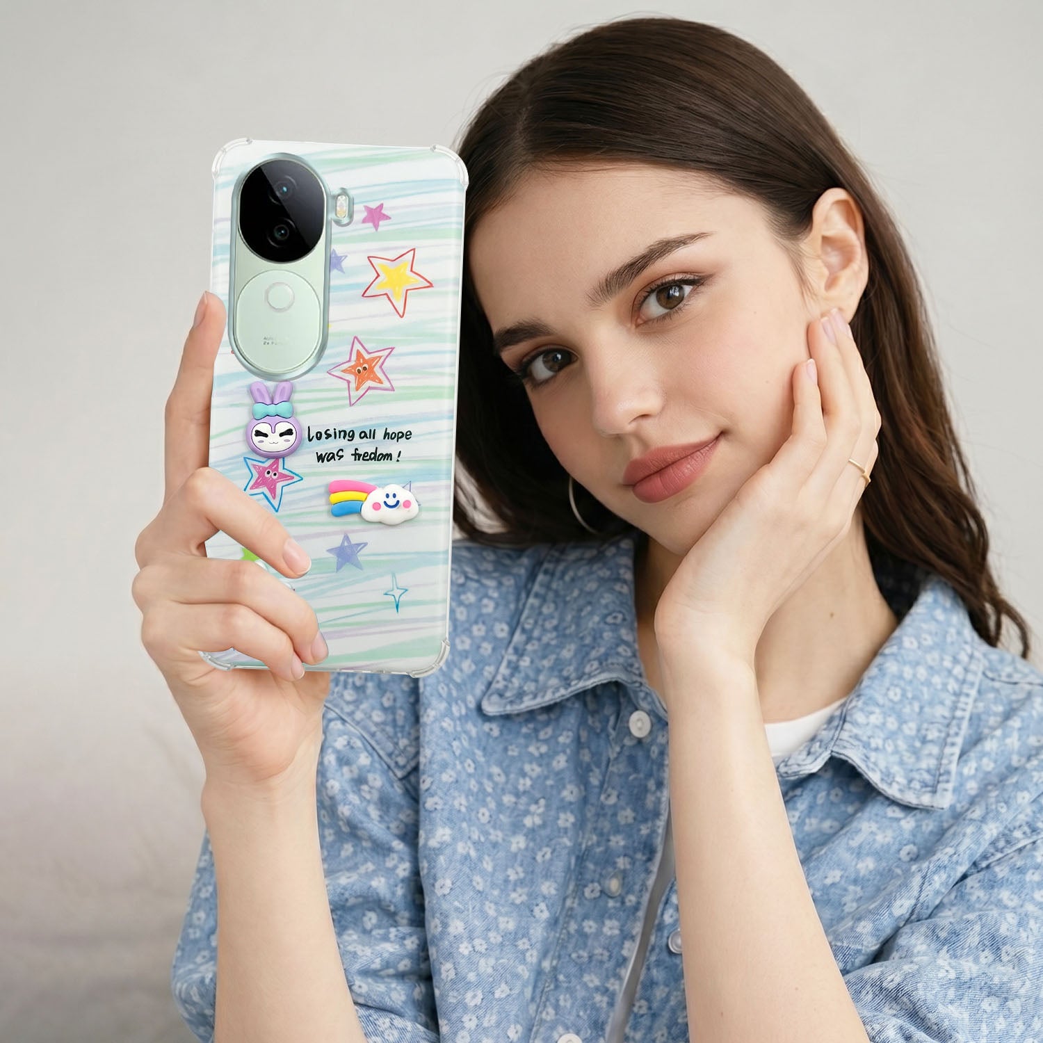 For Vivo V40e Back Cover Case (3D Cute Cartoons | Hard Back Side Soft | Matte Premium Finish | HD Printing)
