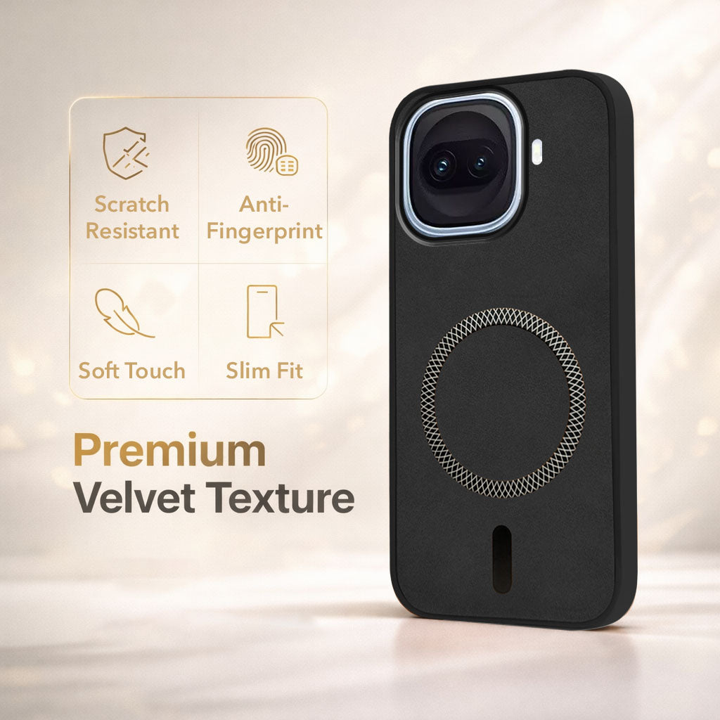 For Vivo iQOO 15R 5G Back Cover Case Leather Finish (MagSafe Compatible Wireless Charging | Soft Touch | Camera Bump Protection)