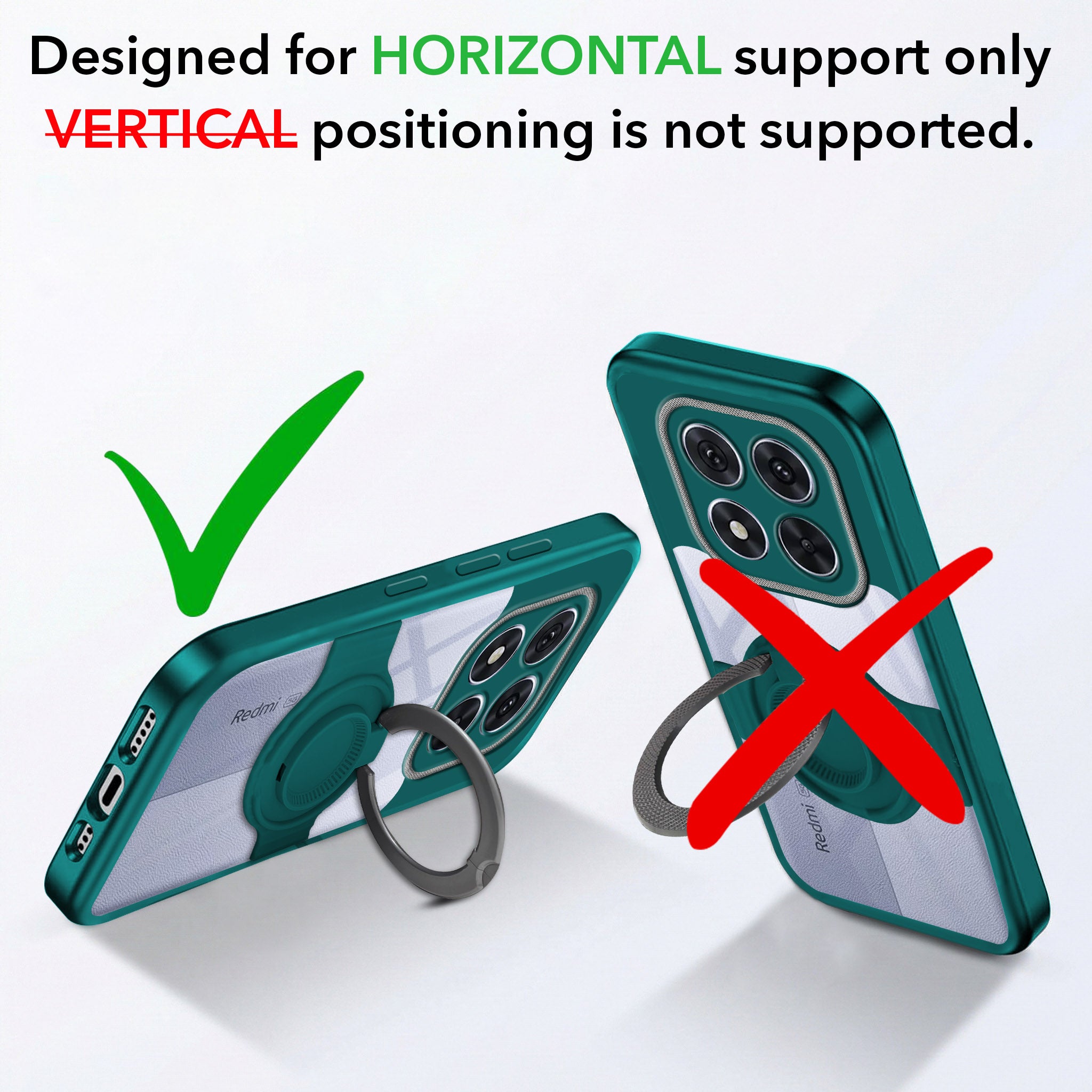For Redmi Note 14 Pro Back Cover Case with stand (Built-in Ring Holder Kickstand | Lifetime Anti Yellow | Camera Protection)