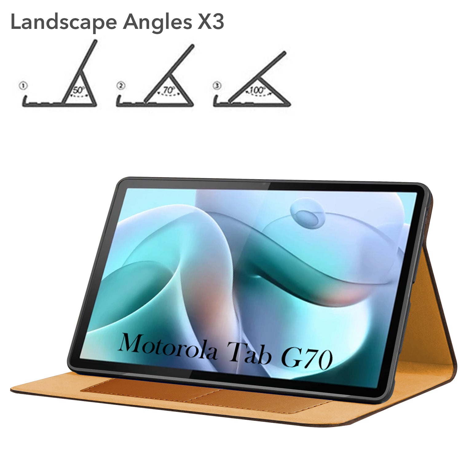 For Motorola Tab G70 11 Inch Flip Cover Folio Cover (PU Leather | Multi-Angle Smart Stand | Card Storage Slots | Silicone Back Pouch)