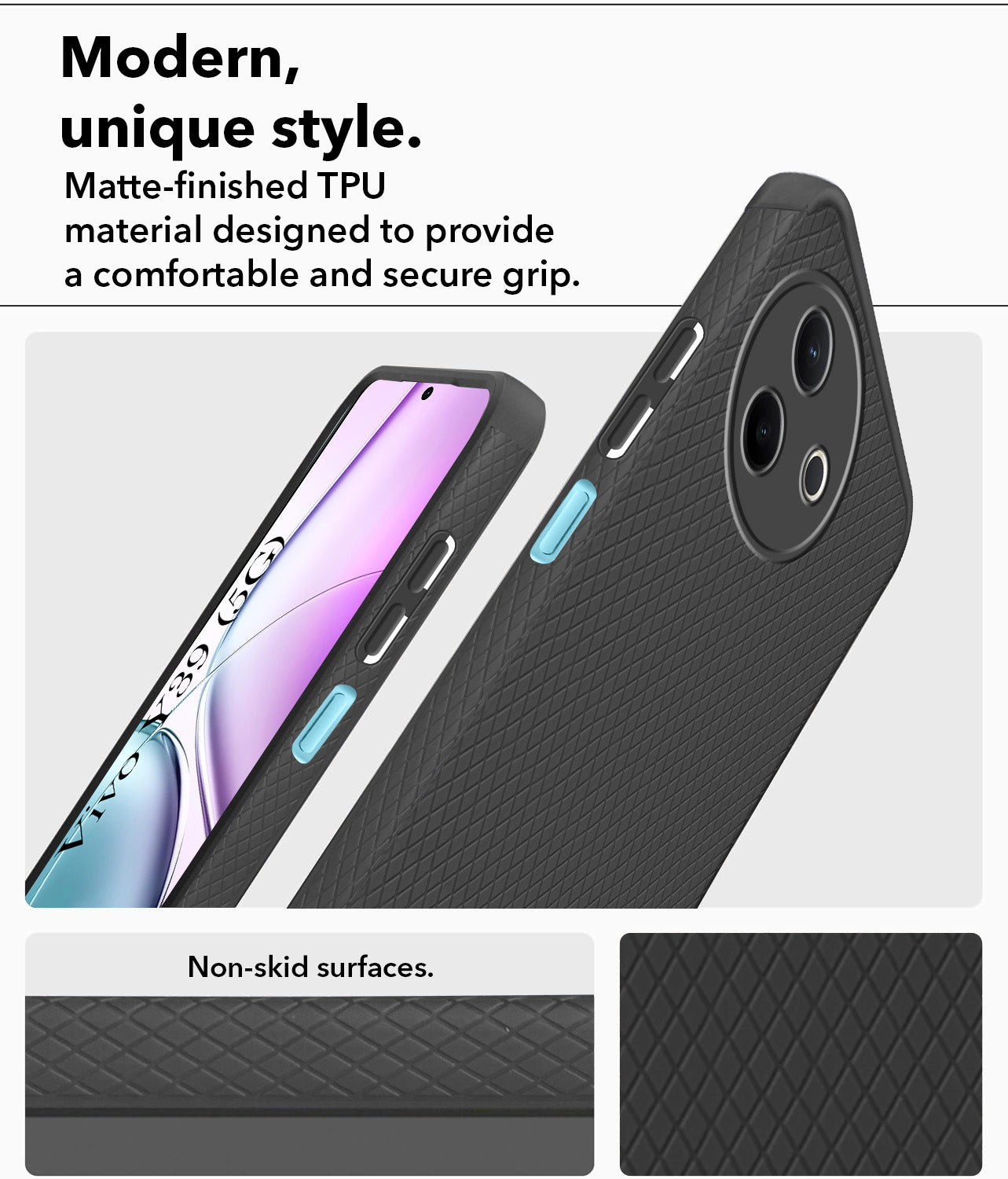 For Vivo Y39 Back Cover Case (Liquid Silicone | Side Grip | Camera Protection)