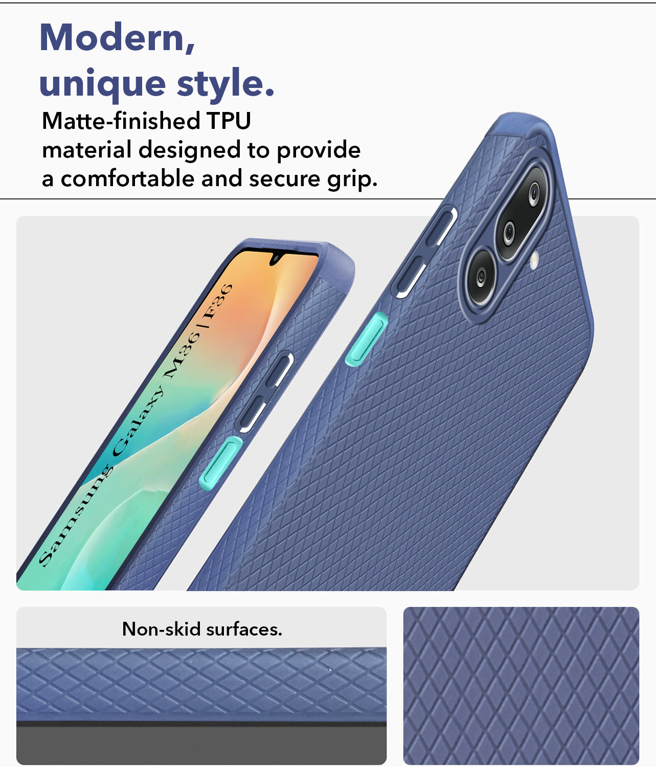 For Samsung Galaxy M36 | Samsung Galaxy F36 Back Cover Case Liquid Silicone (Camera Protection | Side Grip Texture | Soft and Flexible)