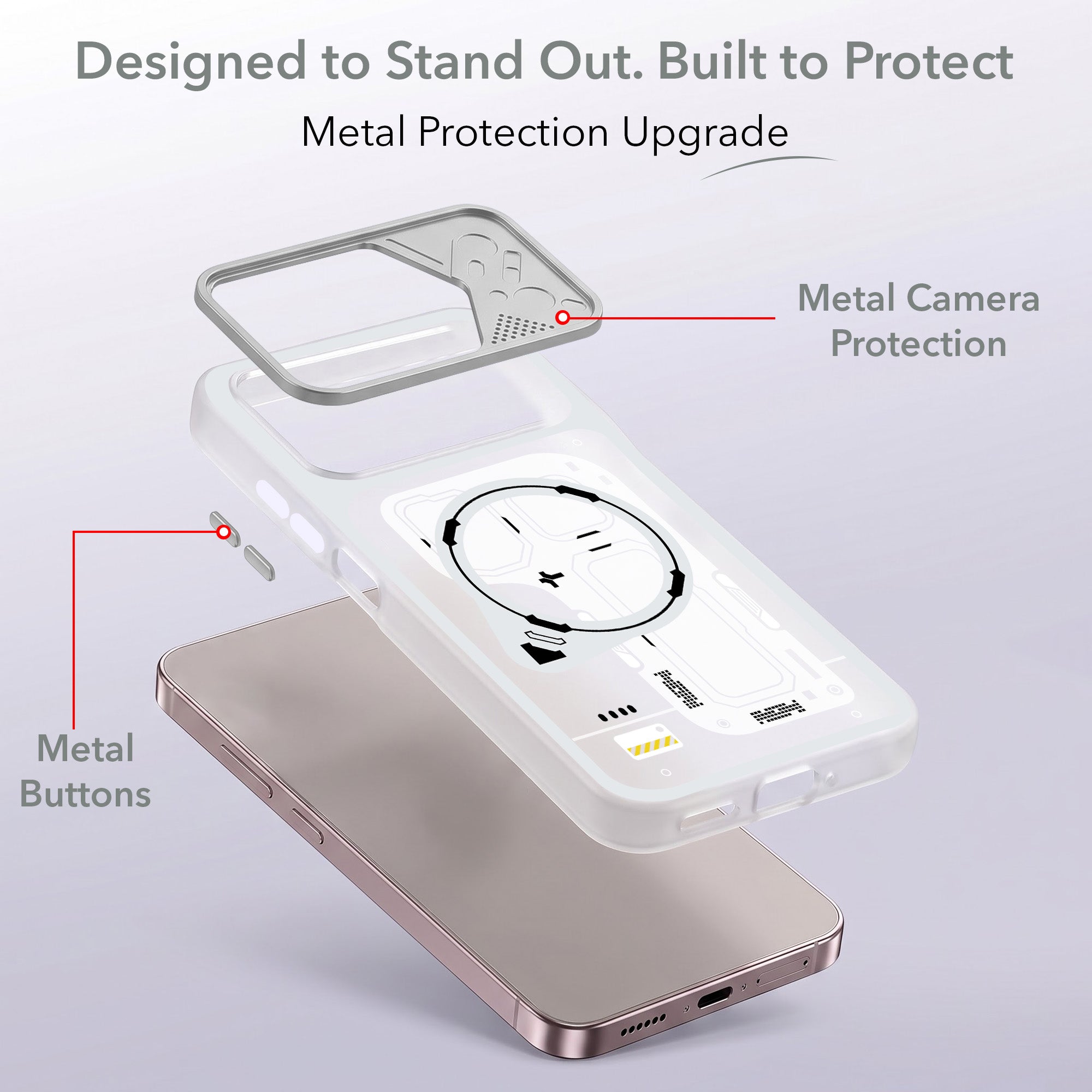 For Redmi 15A Metallic Back Cover Case (Metallic Camera Protection & Buttons | Translucent Milky Shade | Hard Polycarbonate)
