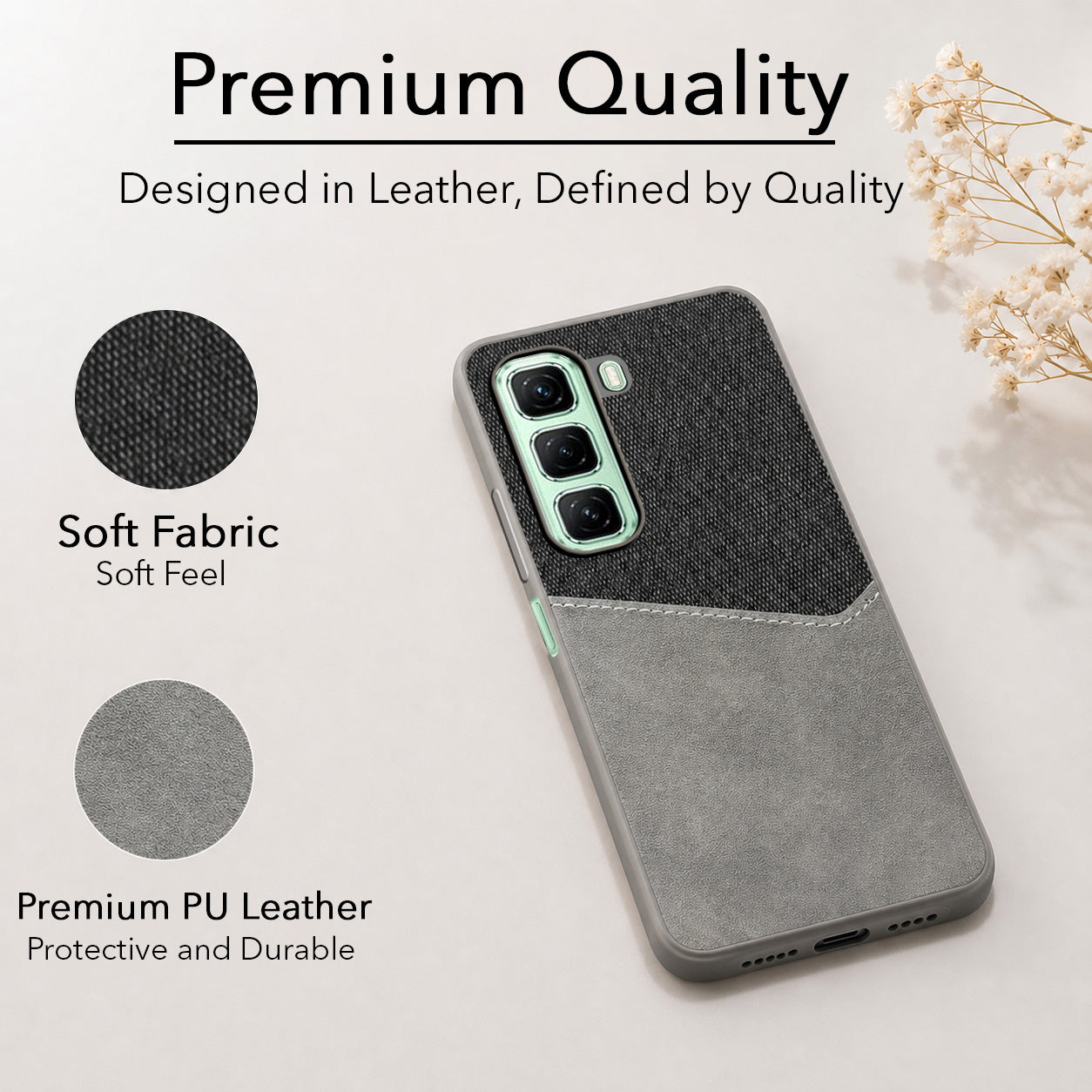For Infinix Hot 50 5G Back Cover Case (Dual PU Leather Stitch | Professional Minimalist | Soft and Flexible)