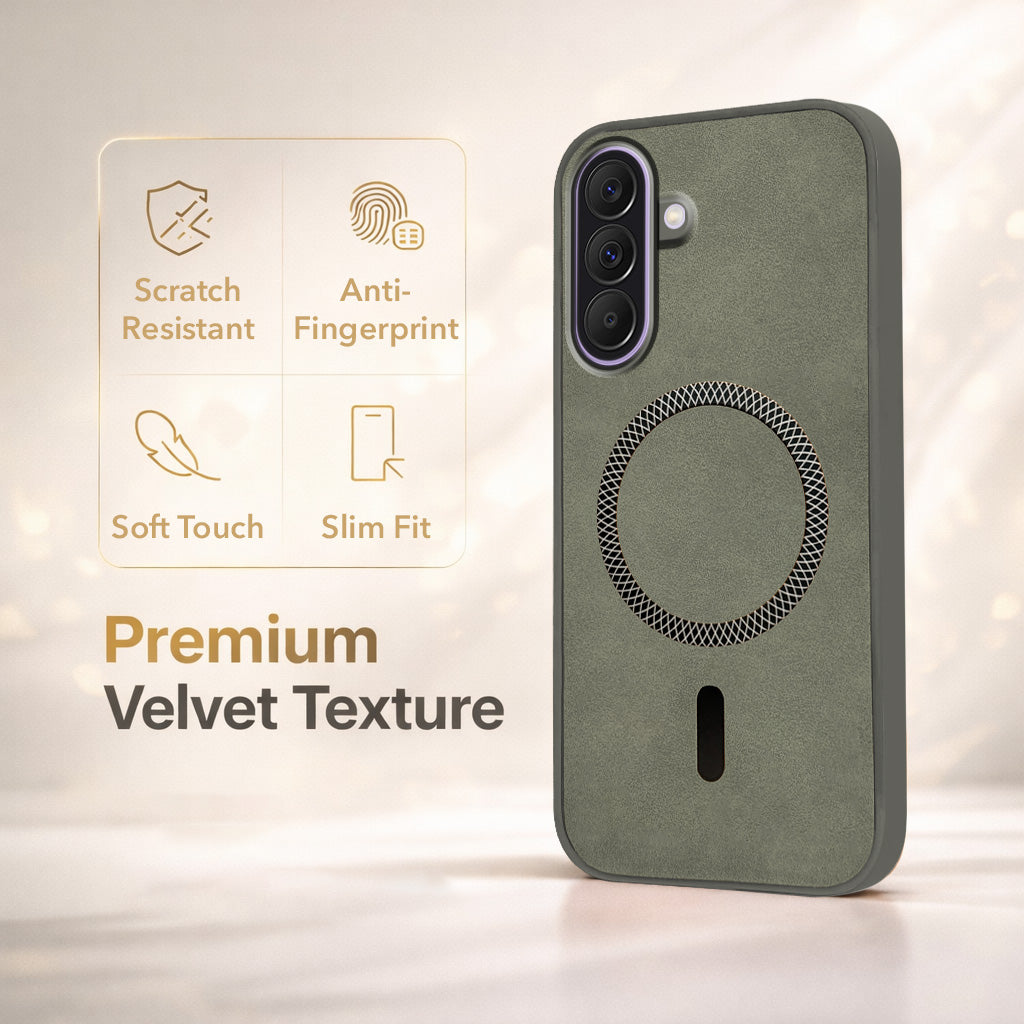 For Samsung Galaxy A37 5G Back Cover Case Leather Finish (MagSafe Compatible Wireless Charging | Soft Touch | Camera Bump Protection)