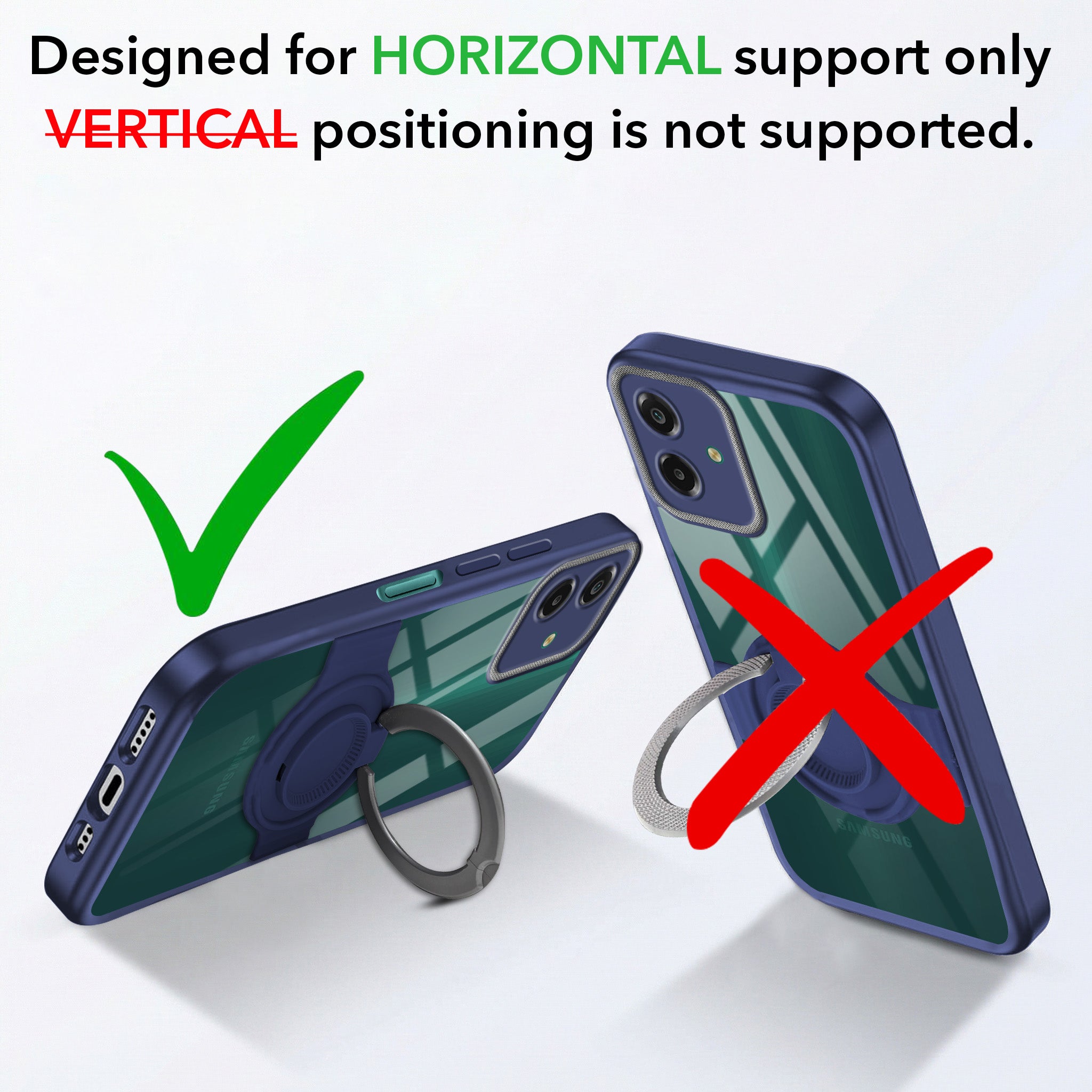 For Samsung Galaxy M07 | Samsung Galaxy F07 Back Cover Case with stand (Built-in Ring Holder Kickstand | Lifetime Anti Yellow | Camera Protection)