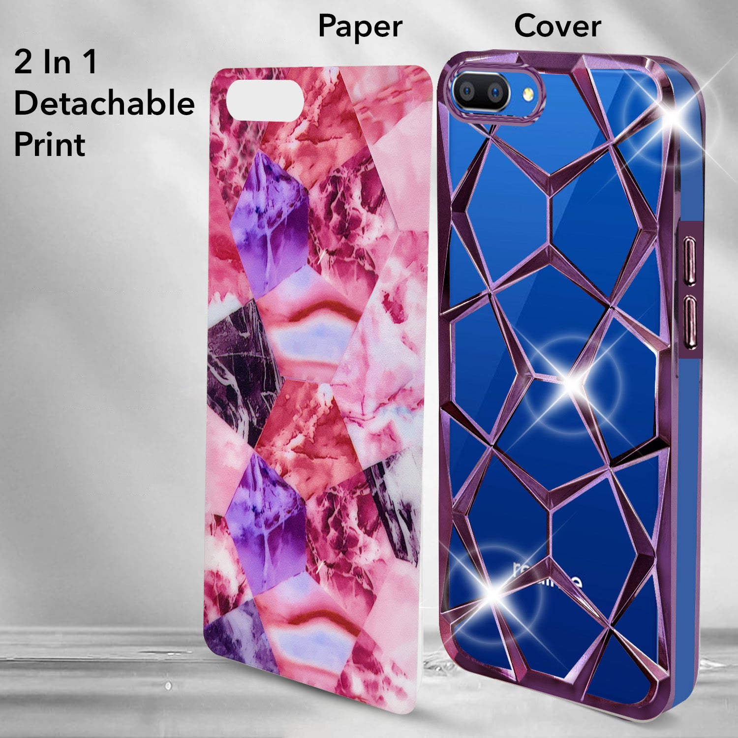 For Realme C1 Back Cover Case (Dual Design Glitter Sparkle and Detachable Diamond Print Case | Soft and Flexible)