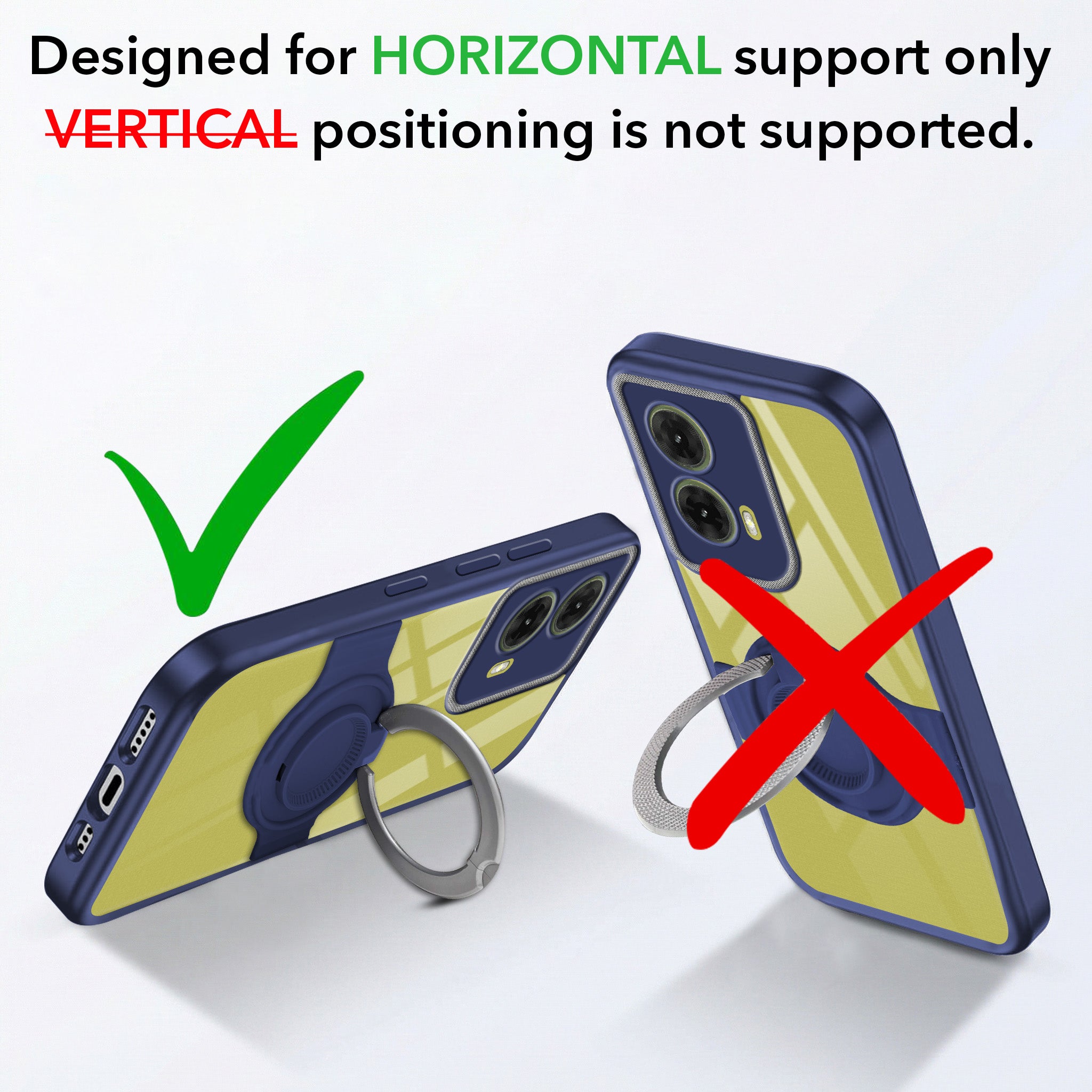 For Motorola Moto G85 5G Back Cover Case with stand (Built-in Ring Holder Kickstand | Lifetime Anti Yellow | Camera Protection)