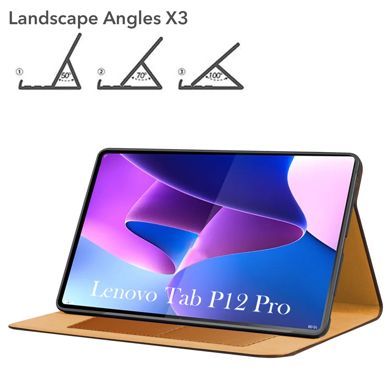 For Lenovo Tab P12 Pro 12.6 InchTB-Q706Z/Q706F Flip Cover Folio Cover (PU Leather | Multi-Angle Smart Stand | Card Storage Slots | Silicone Back Pouch)