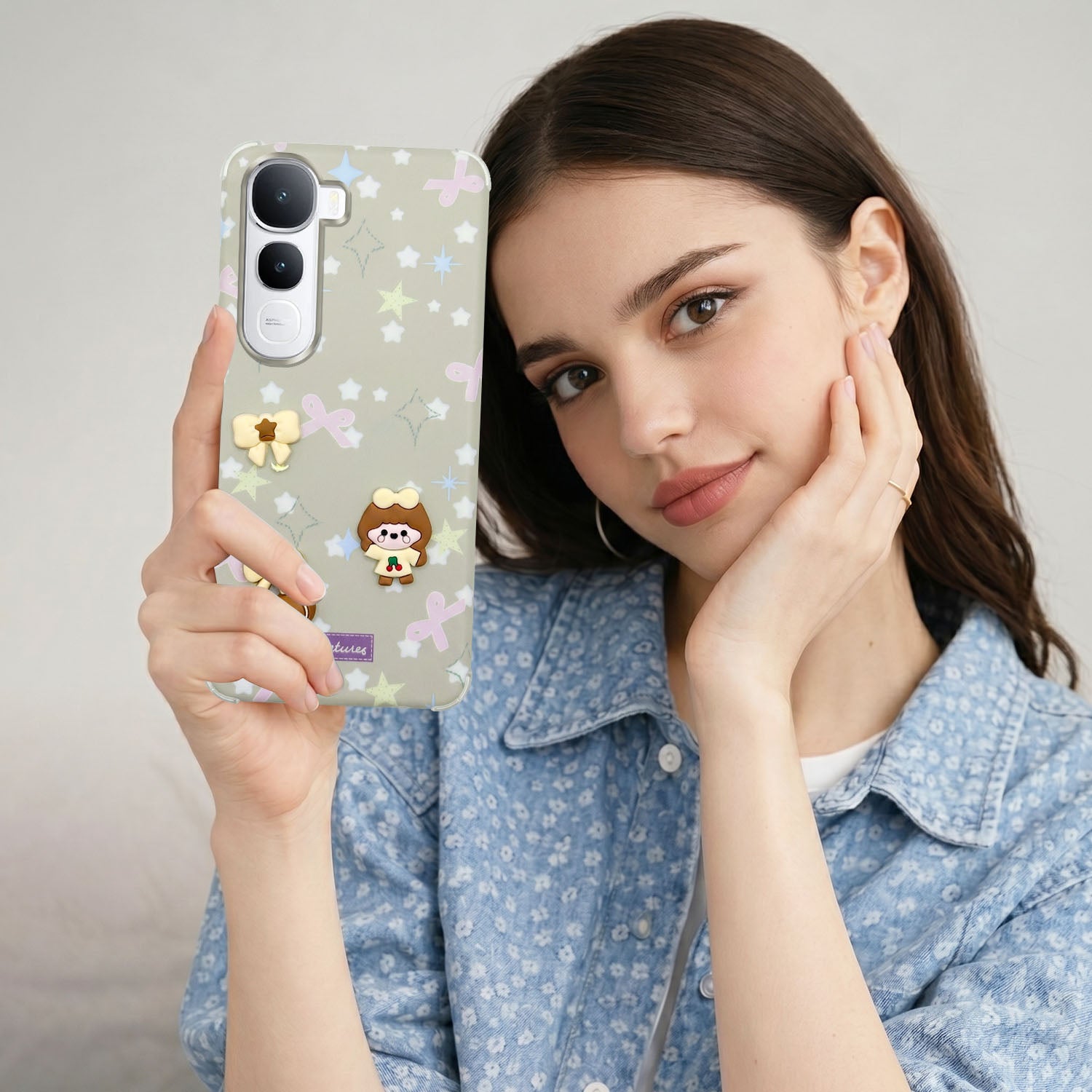 For Vivo Y400 Back Cover Case (3D Cute Cartoons | Hard Back Side Soft | Matte Premium Finish | HD Printing)