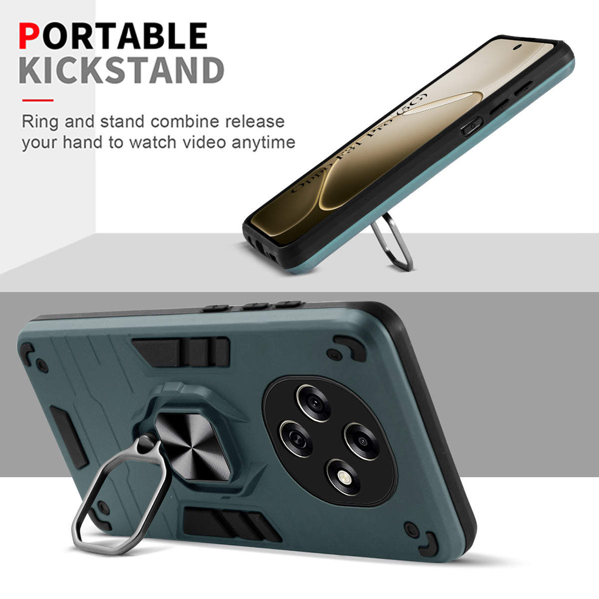For Oppo F31 Pro Back Cover Case Hybrid Armor (Shockproof Dual Layer Polycarbonate |Ring Holder Kickstand)