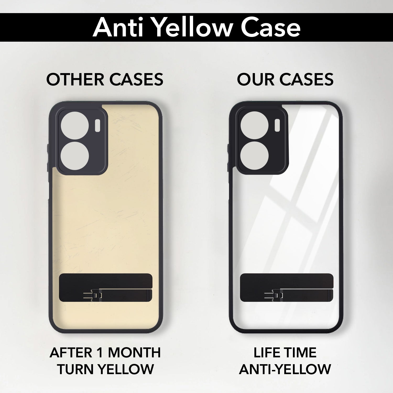 For Vivo T2x Back Cover Case (Built-in Stand | Lifetime Anti Yellow | Kickstand Shockproof | Camera Protection | MagSafe Compatible)
