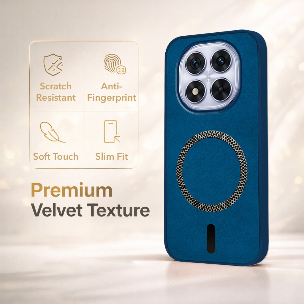 For Redmi Note 14 Pro Back Cover Case Leather Finish (MagSafe Compatible Wireless Charging | Soft Touch | Camera Bump Protection)