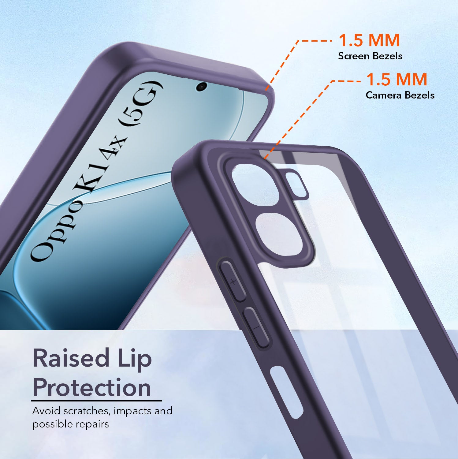 For Oppo K14x 5G Back Cover Case Ultra-Hybrid (Lifetime Anti Yellow | Anti Scratch | Crystal Clear Shockproof)