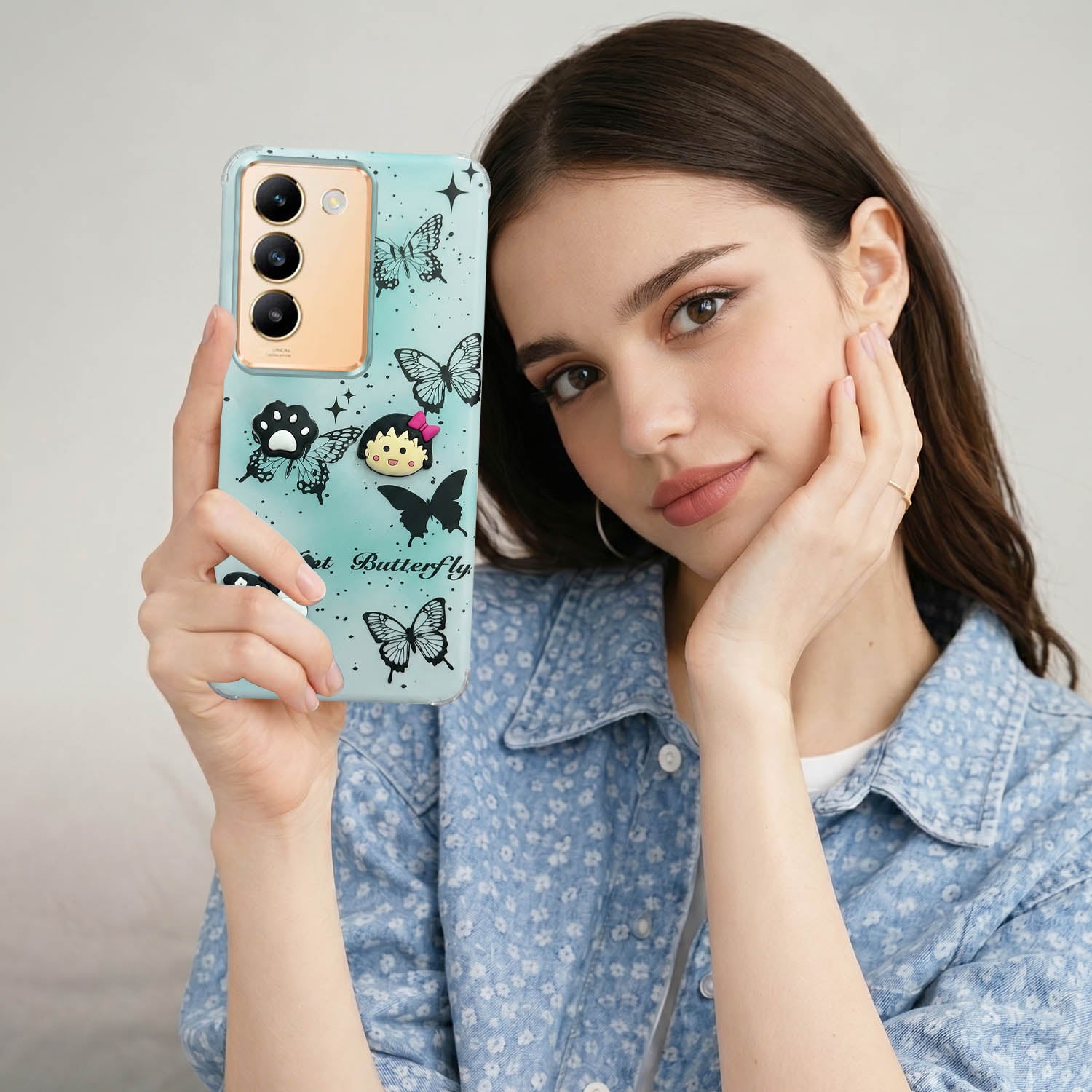 For Vivo Y200e Back Cover Case (3D Cute Cartoons | Hard Back Side Soft | Matte Premium Finish | HD Printing)