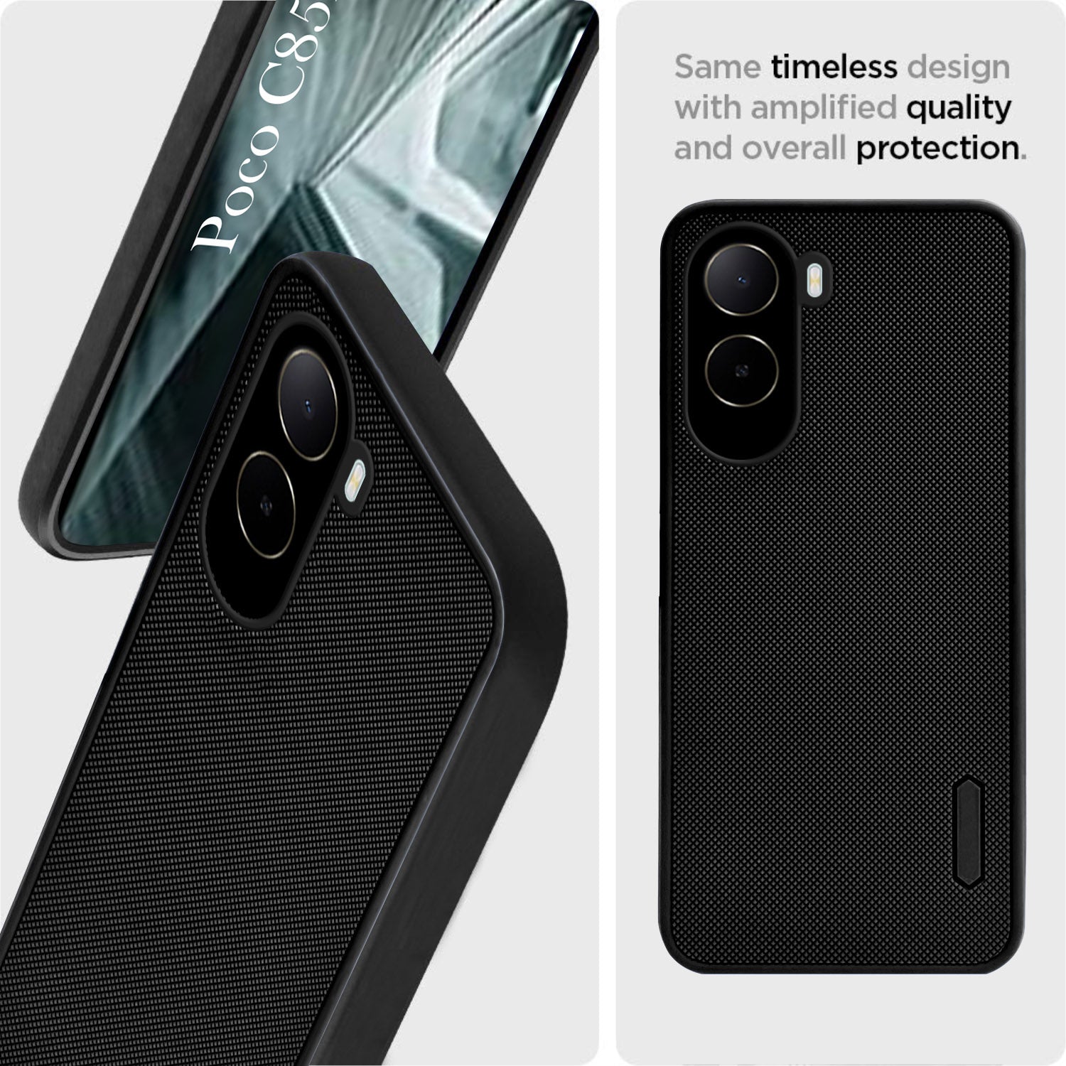 For Poco C85x 5G Back Cover Case Rubberised (Textured Grip Design | Micro-Fiber Cloth Inside | Slim and Light Weight | Soft Touch and Feel)