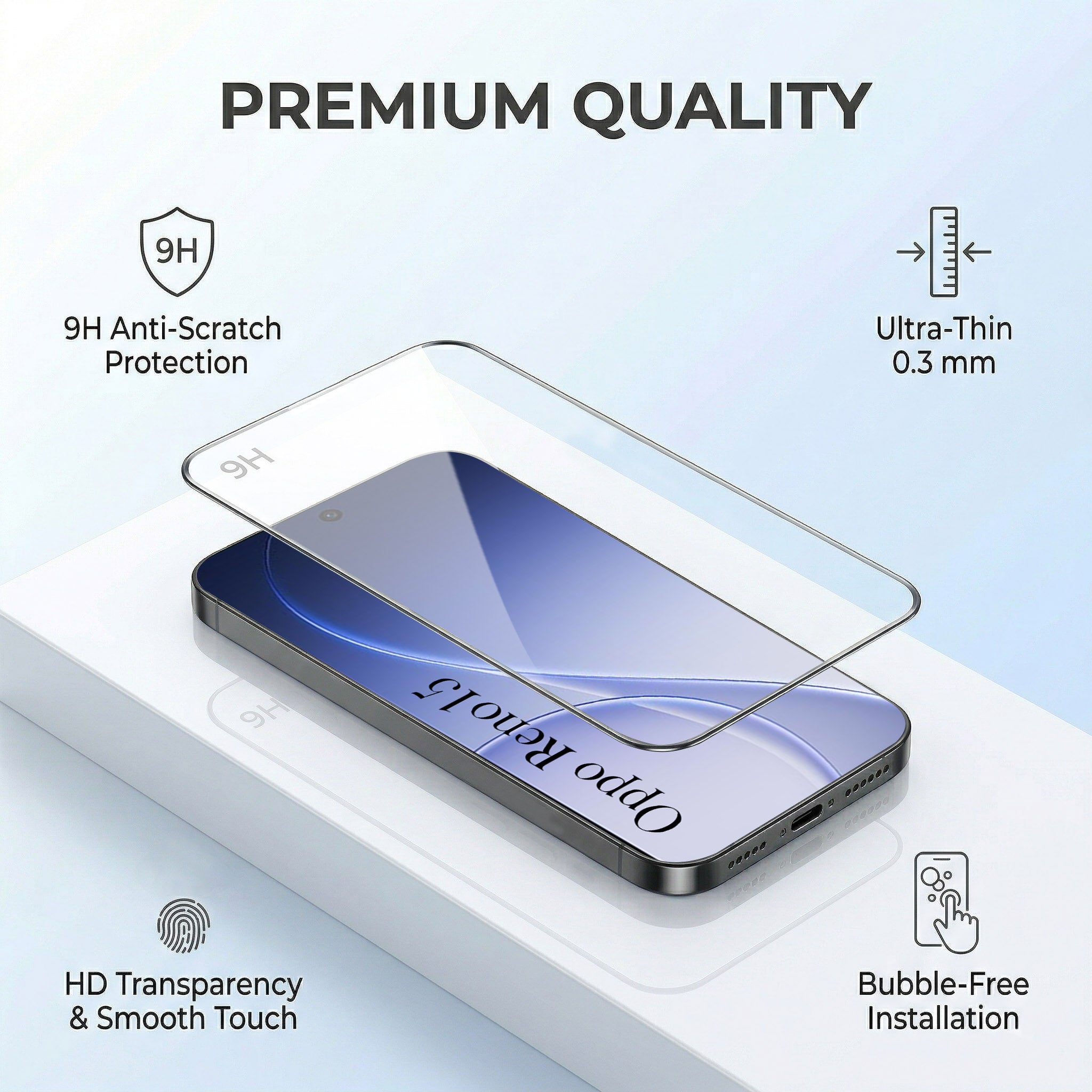 For Oppo Reno15 5G | Oppo Reno 15 5G Combo with Back Cover and 9H Tempered Glass (Liquid Silicone | Camera Protection | Oleophobic Coating Screen Glass)
