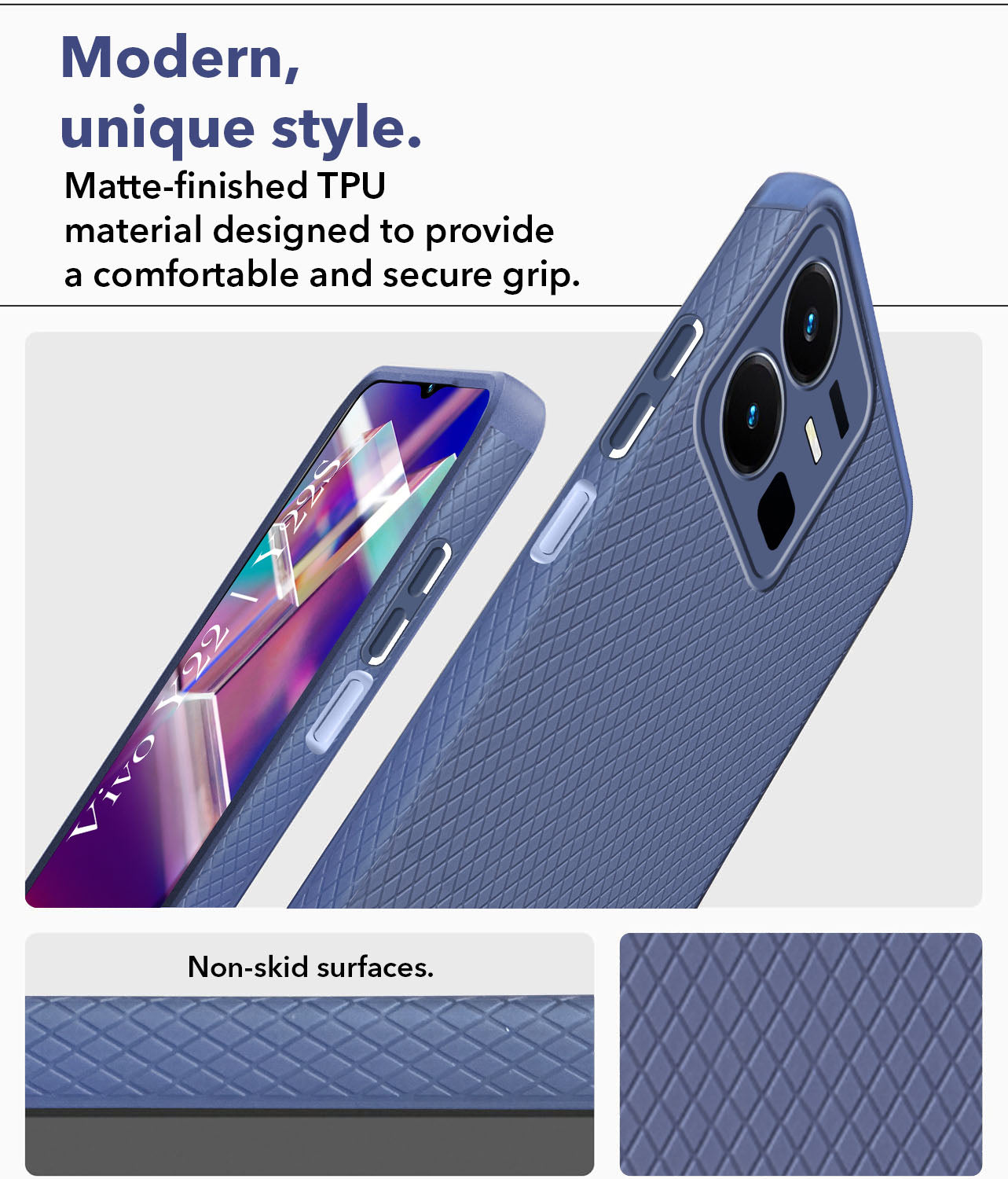 For Vivo Y22 | Vivo Y22s Back Cover Case Liquid Silicone (Camera Protection | Side Grip Texture | Soft and Flexible)