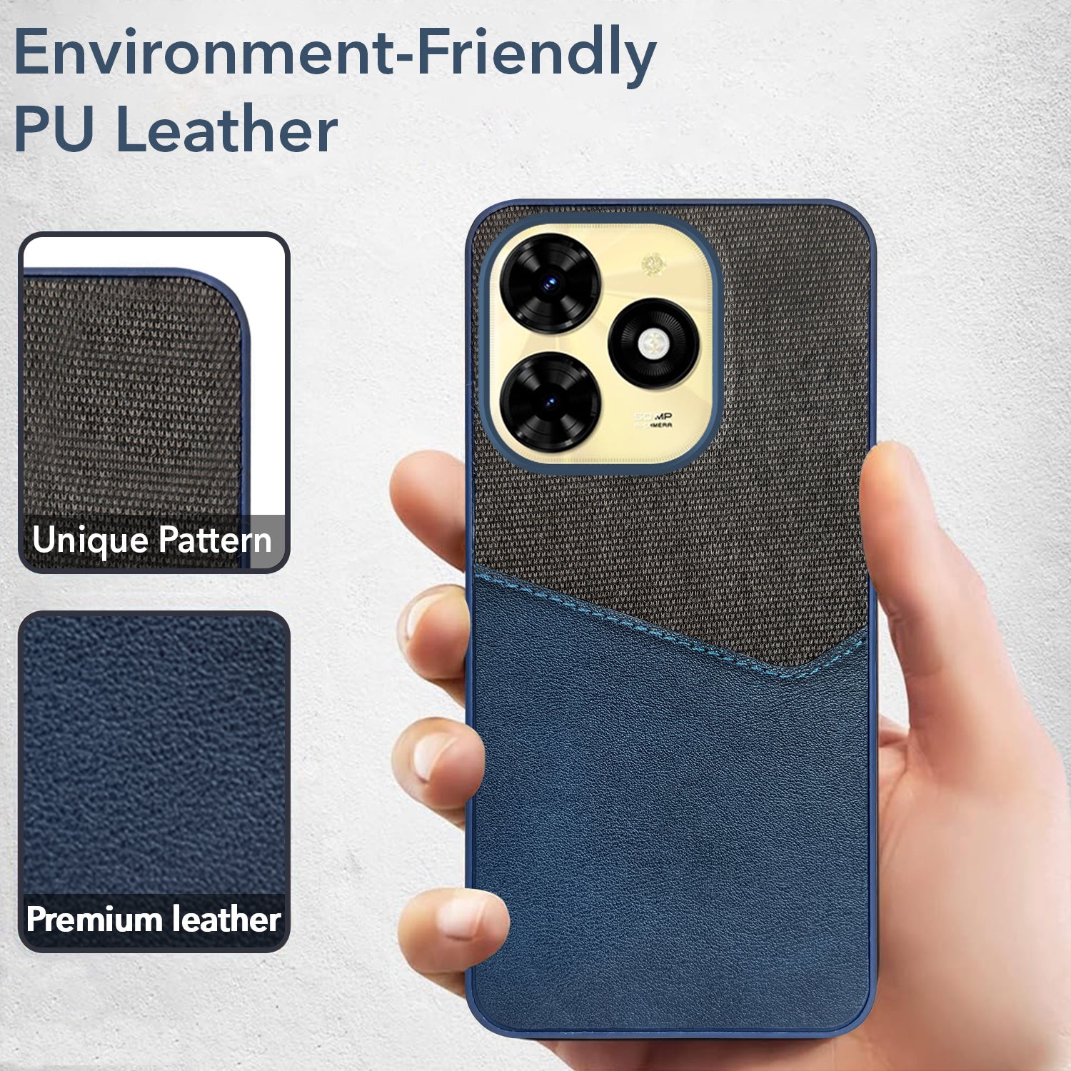 For Tecno Spark 20C Back Cover Case (Dual PU Leather Stitch | Professional Minimalist | Soft and Flexible)