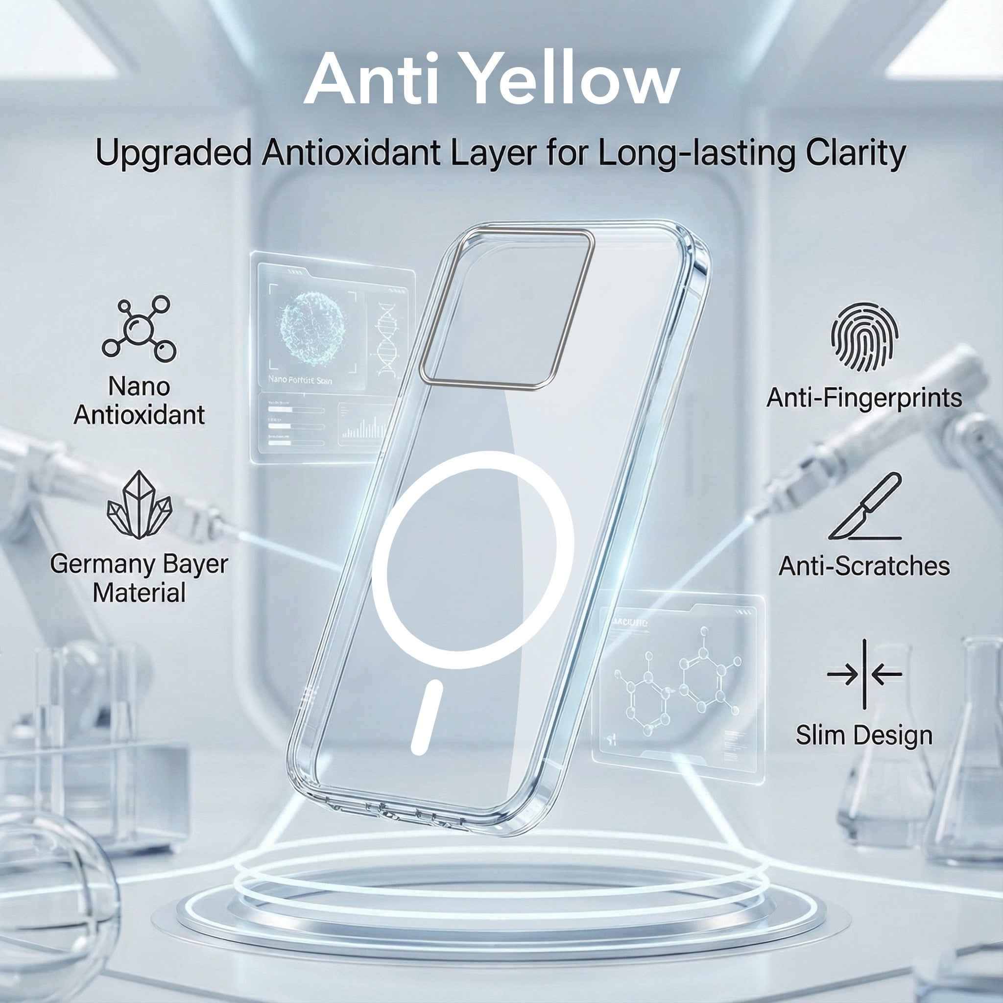 For Motorola Moto Edge 60 Stylus Back Cover Case Lifetime Anti-Yellow MagSafe Compatible Clear (Sleek Hard Crystal | Shockproof and Camera Protection)